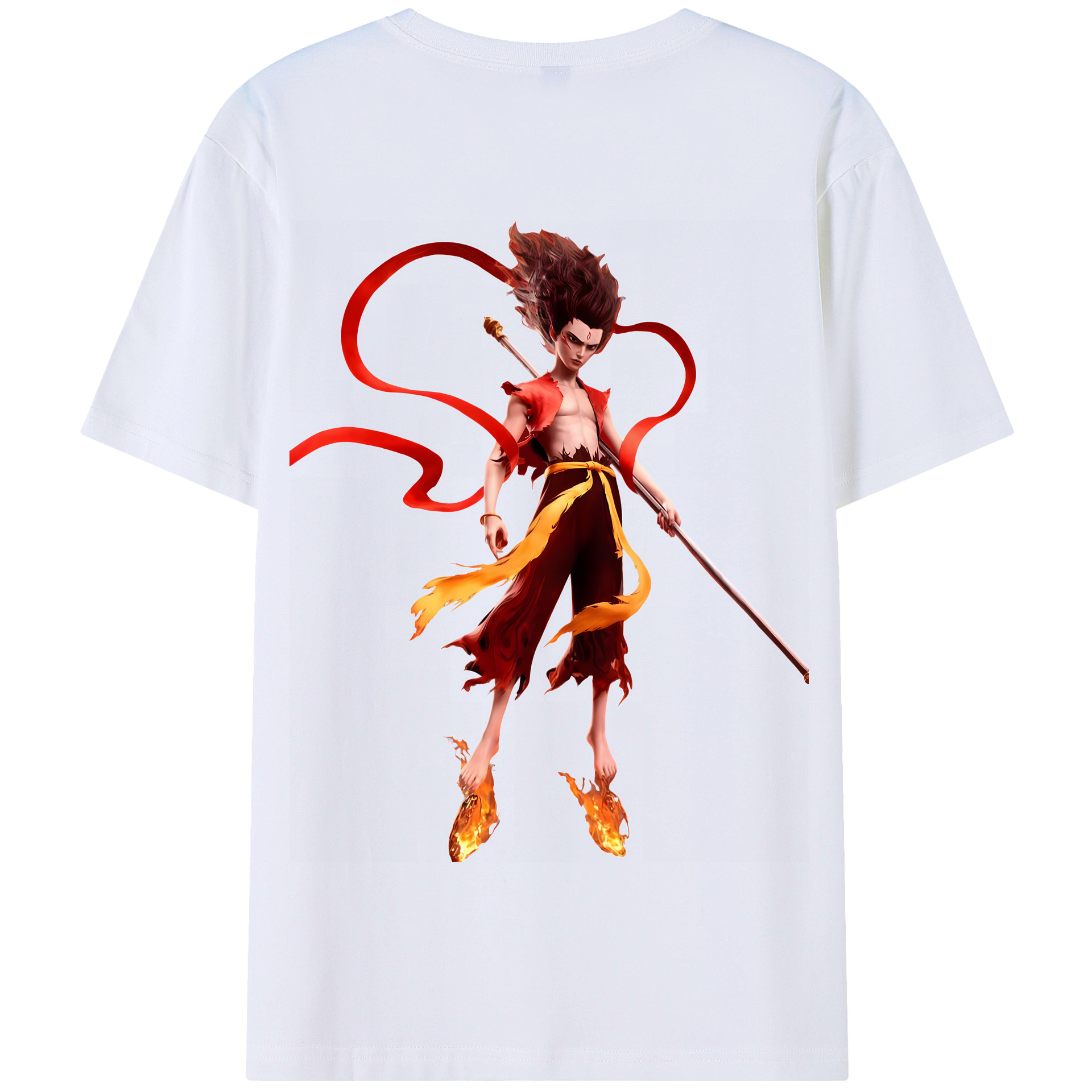 （画像用） Ne Zha 2 ナタ 魔童の大暴れ 綿100％半袖Tシャツ（背面プリント）