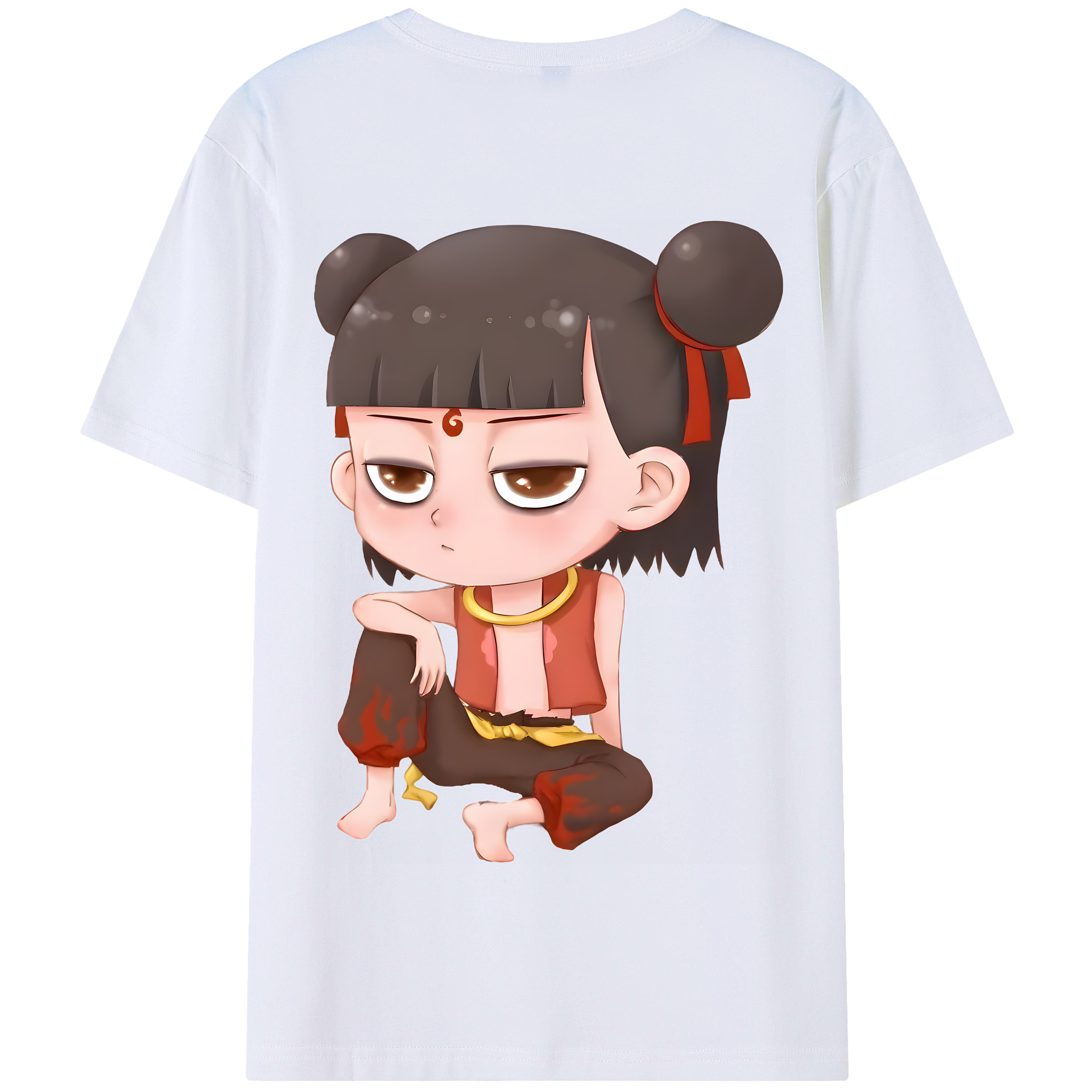 （画像用） Ne Zha 2 ナタ 魔童の大暴れ 綿100％半袖Tシャツ（背面プリント）