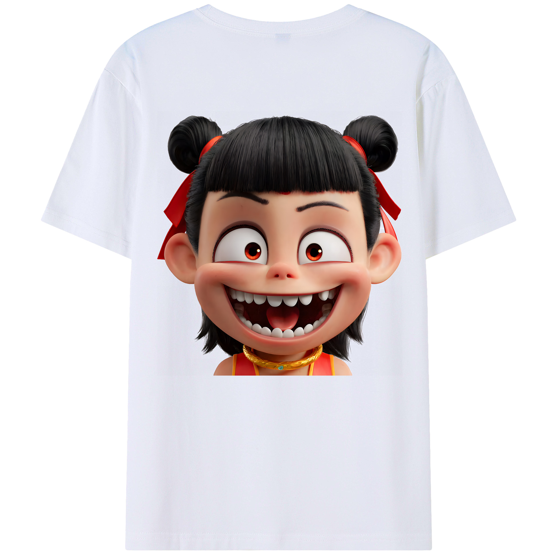 （画像用） Ne Zha 2 ナタ 魔童の大暴れ 綿100％半袖Tシャツ（背面プリント）