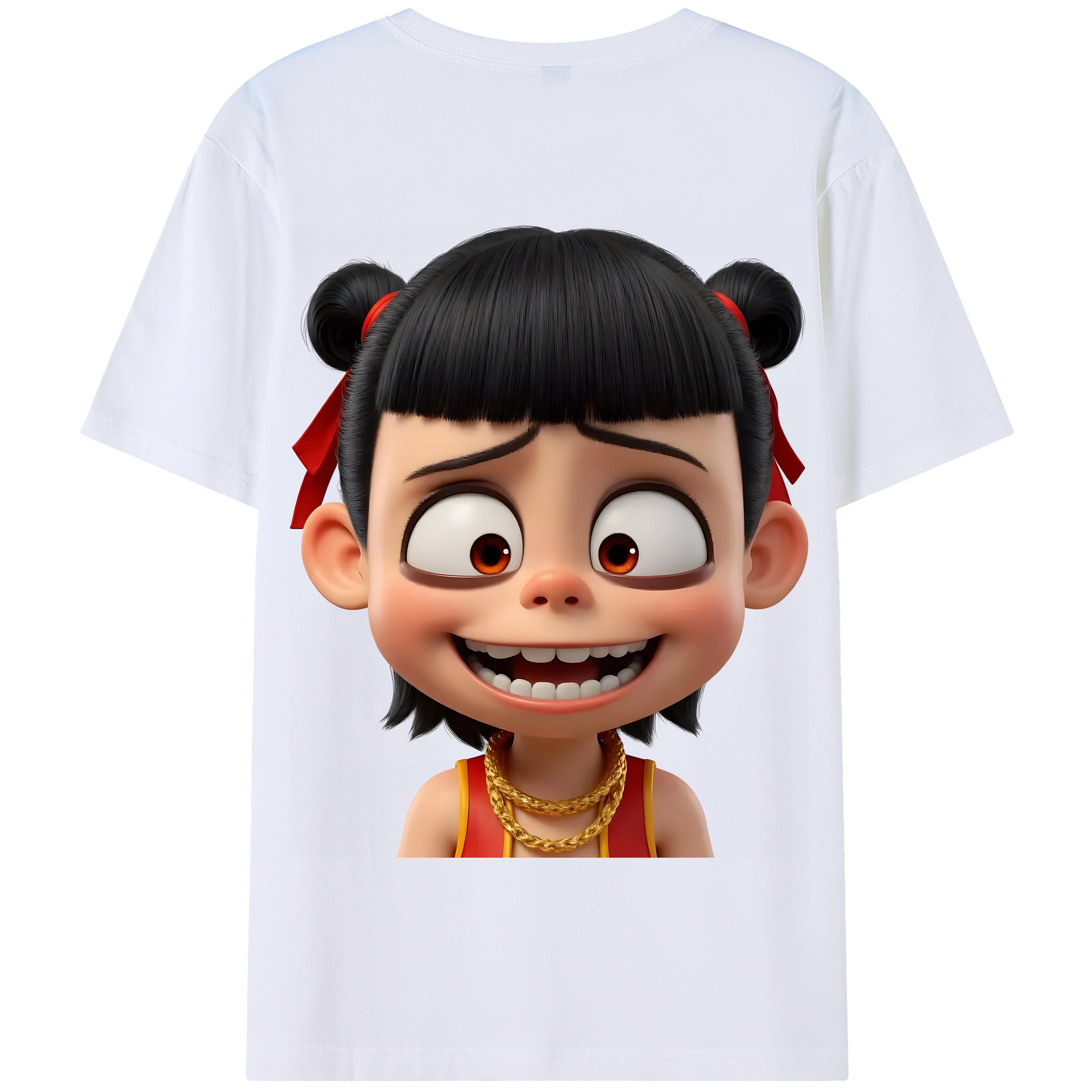 （画像用） Ne Zha 2 ナタ 魔童の大暴れ 綿100％半袖Tシャツ（背面プリント）