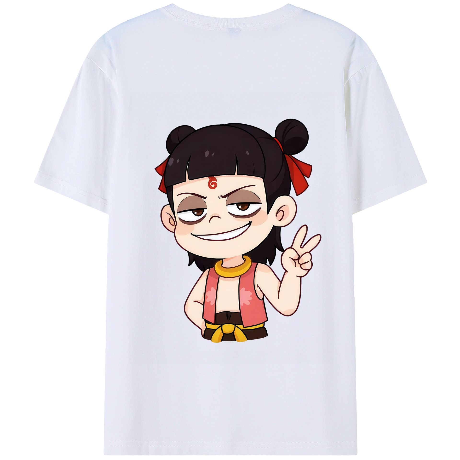 （画像用） Ne Zha 2 ナタ 魔童の大暴れ 綿100％半袖Tシャツ（背面プリント）