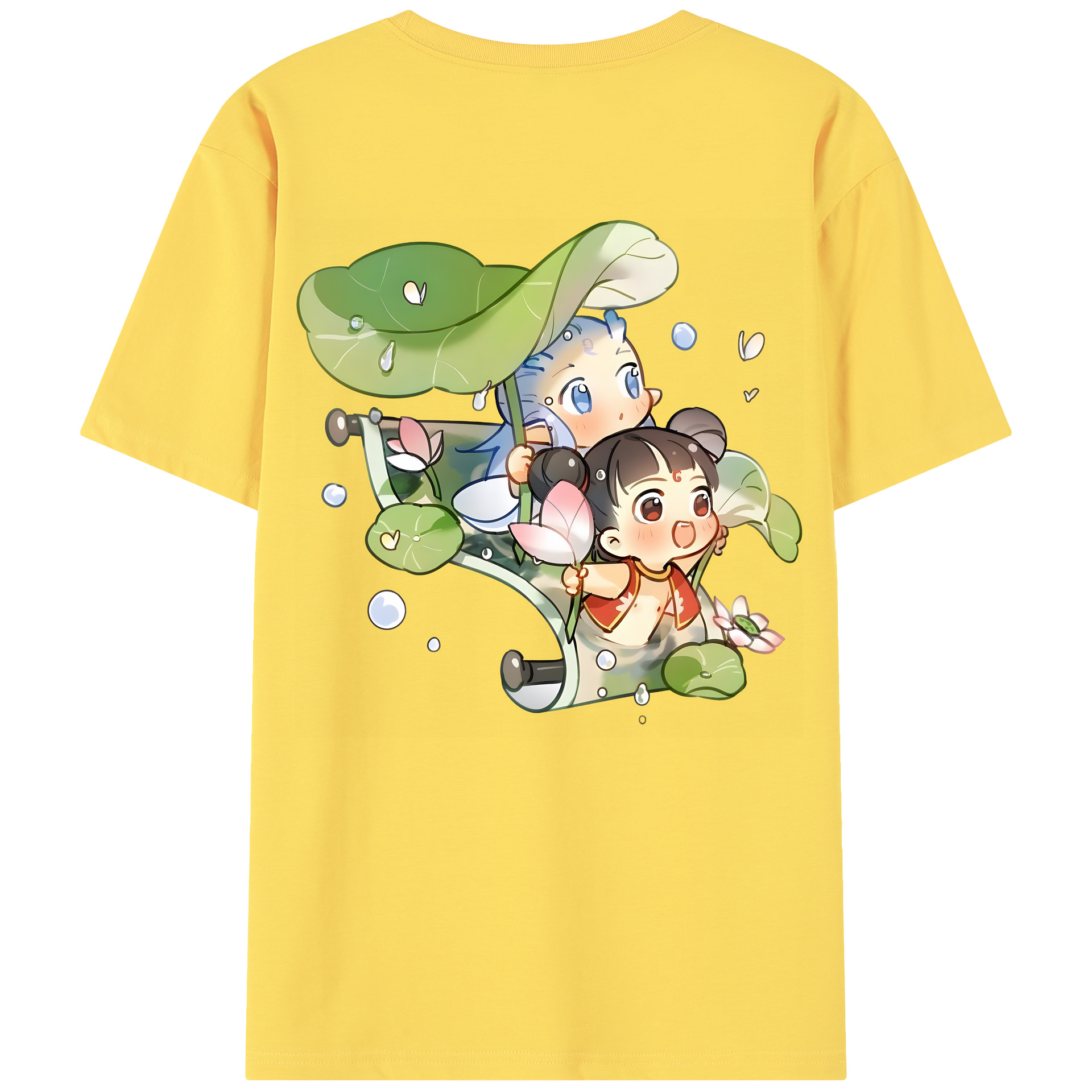 （画像用） Ne Zha 2 ナタ 魔童の大暴れ 綿100％半袖Tシャツ（背面プリント）