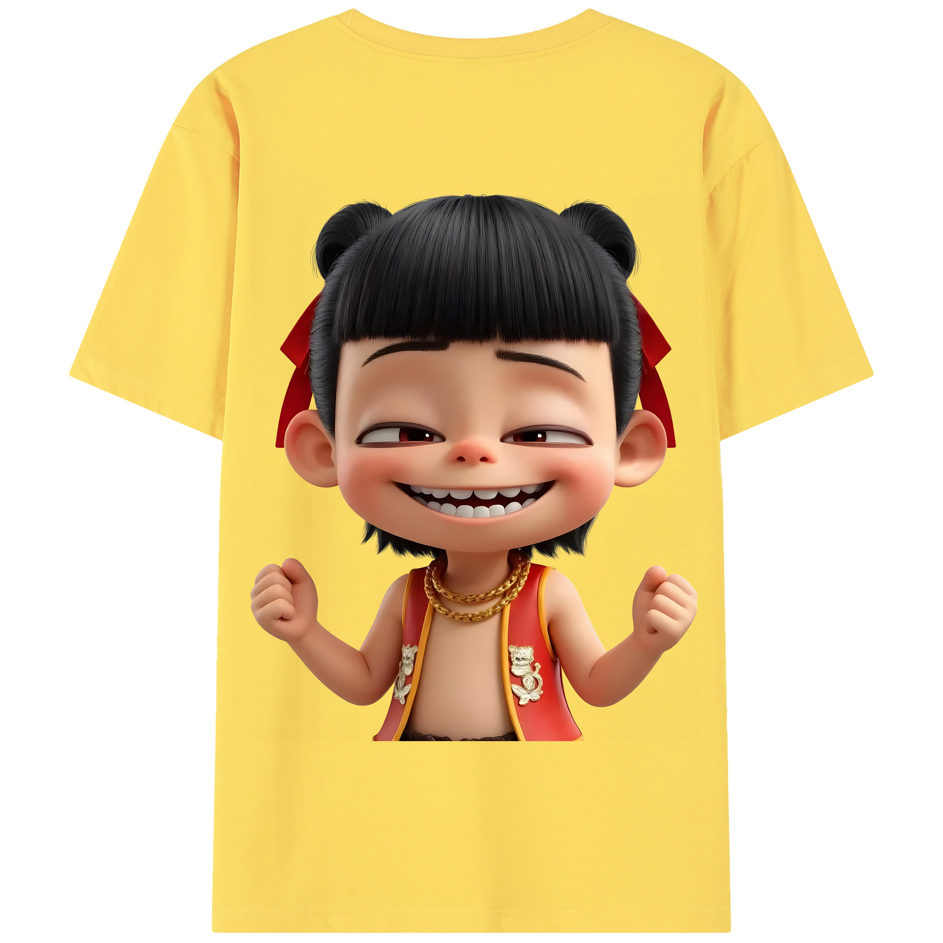 （画像用） Ne Zha 2 ナタ 魔童の大暴れ 綿100％半袖Tシャツ（背面プリント）