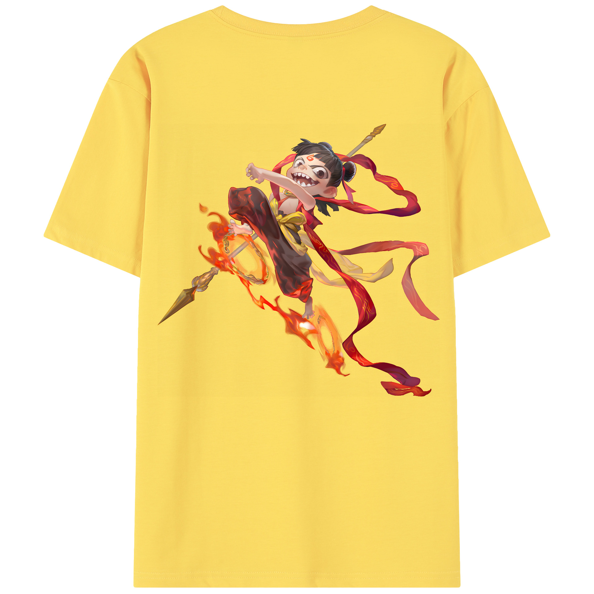 （画像用） Ne Zha 2 ナタ 魔童の大暴れ 綿100％半袖Tシャツ（背面プリント）