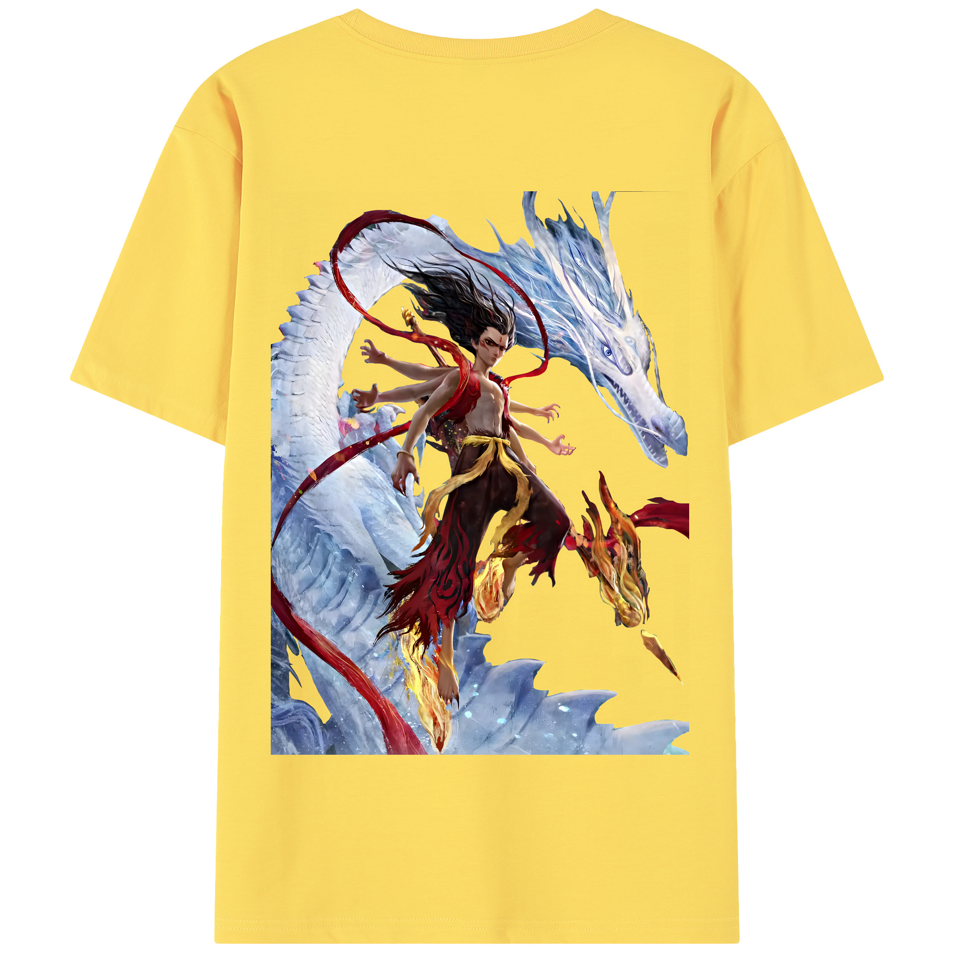 （画像用） Ne Zha 2 ナタ 魔童の大暴れ 綿100％半袖Tシャツ（背面プリント）