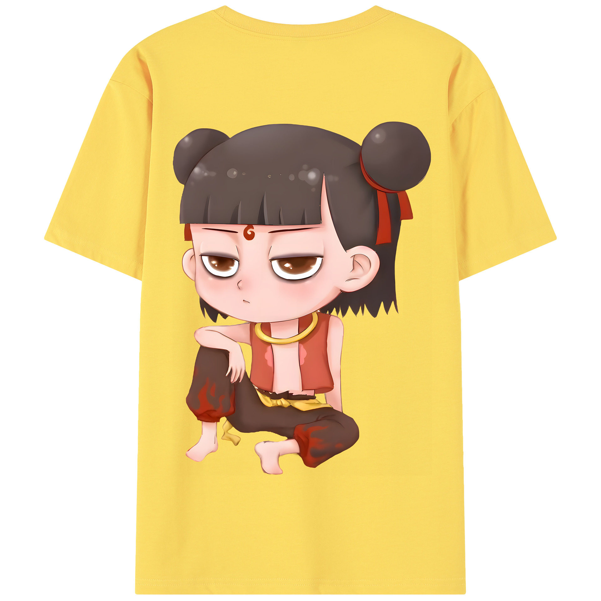 （画像用） Ne Zha 2 ナタ 魔童の大暴れ 綿100％半袖Tシャツ（背面プリント）