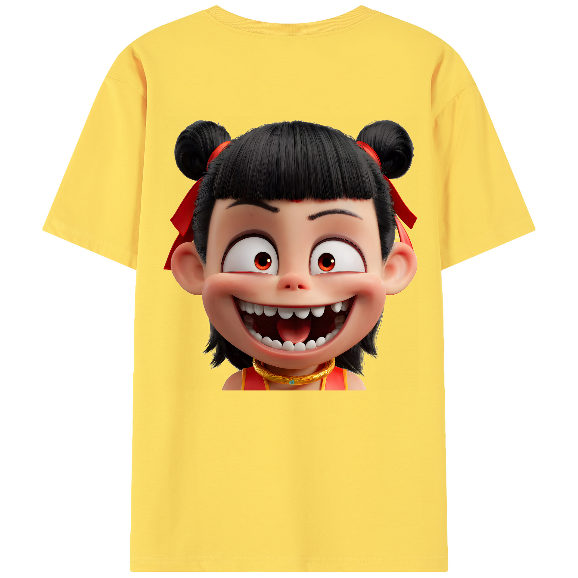 （画像用） Ne Zha 2 ナタ 魔童の大暴れ 綿100％半袖Tシャツ（背面プリント）