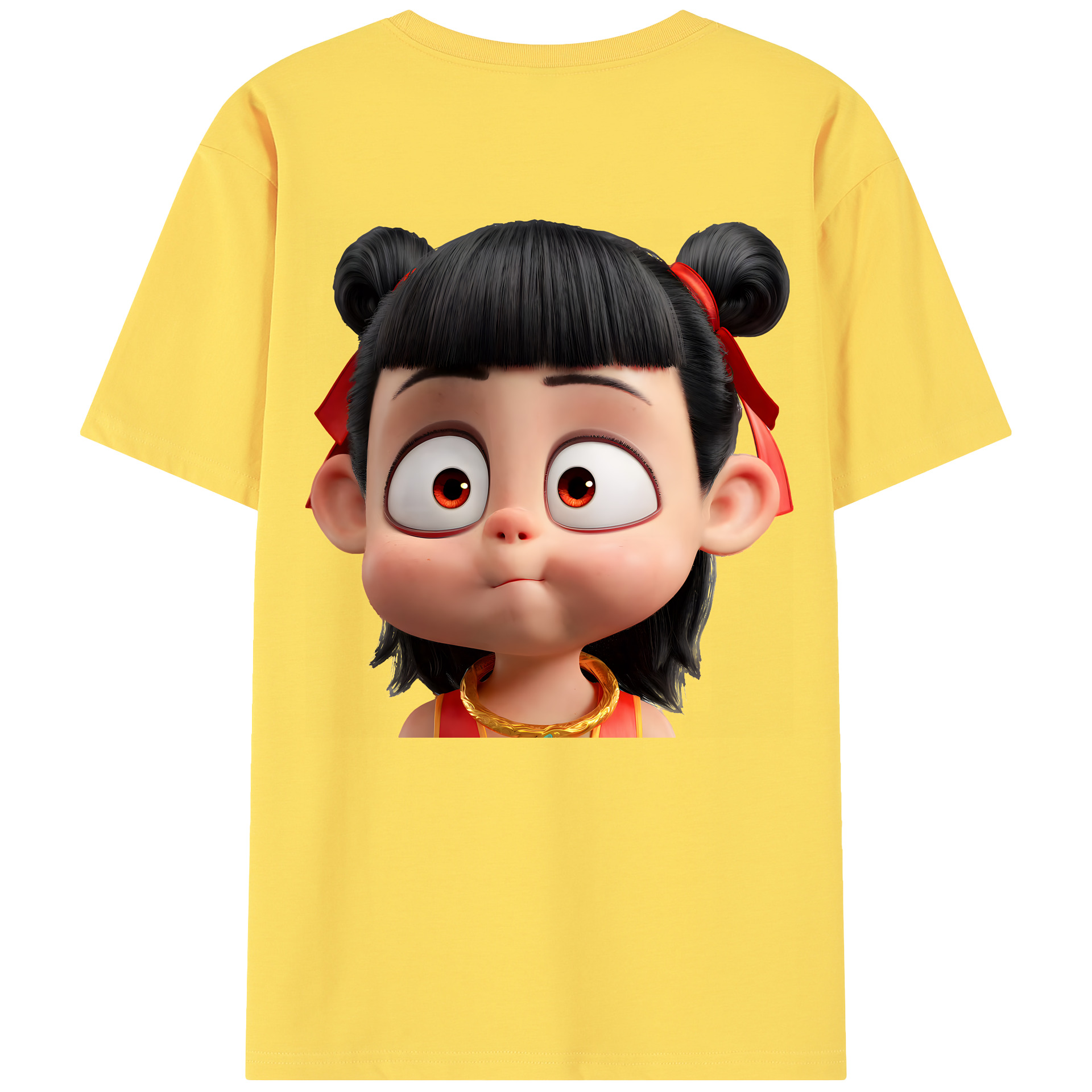 （画像用） Ne Zha 2 ナタ 魔童の大暴れ 綿100％半袖Tシャツ（背面プリント）