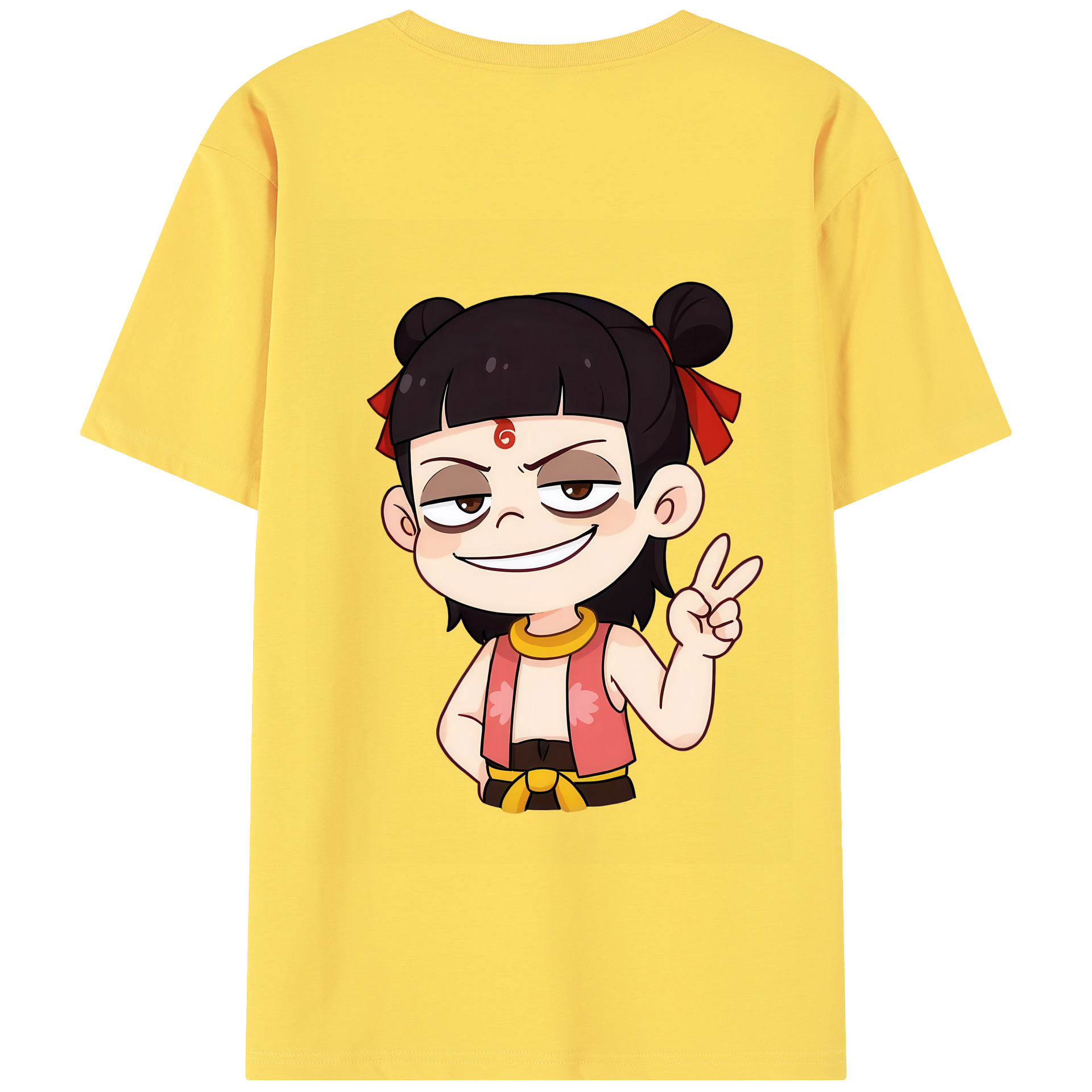 （画像用） Ne Zha 2 ナタ 魔童の大暴れ 綿100％半袖Tシャツ（背面プリント）