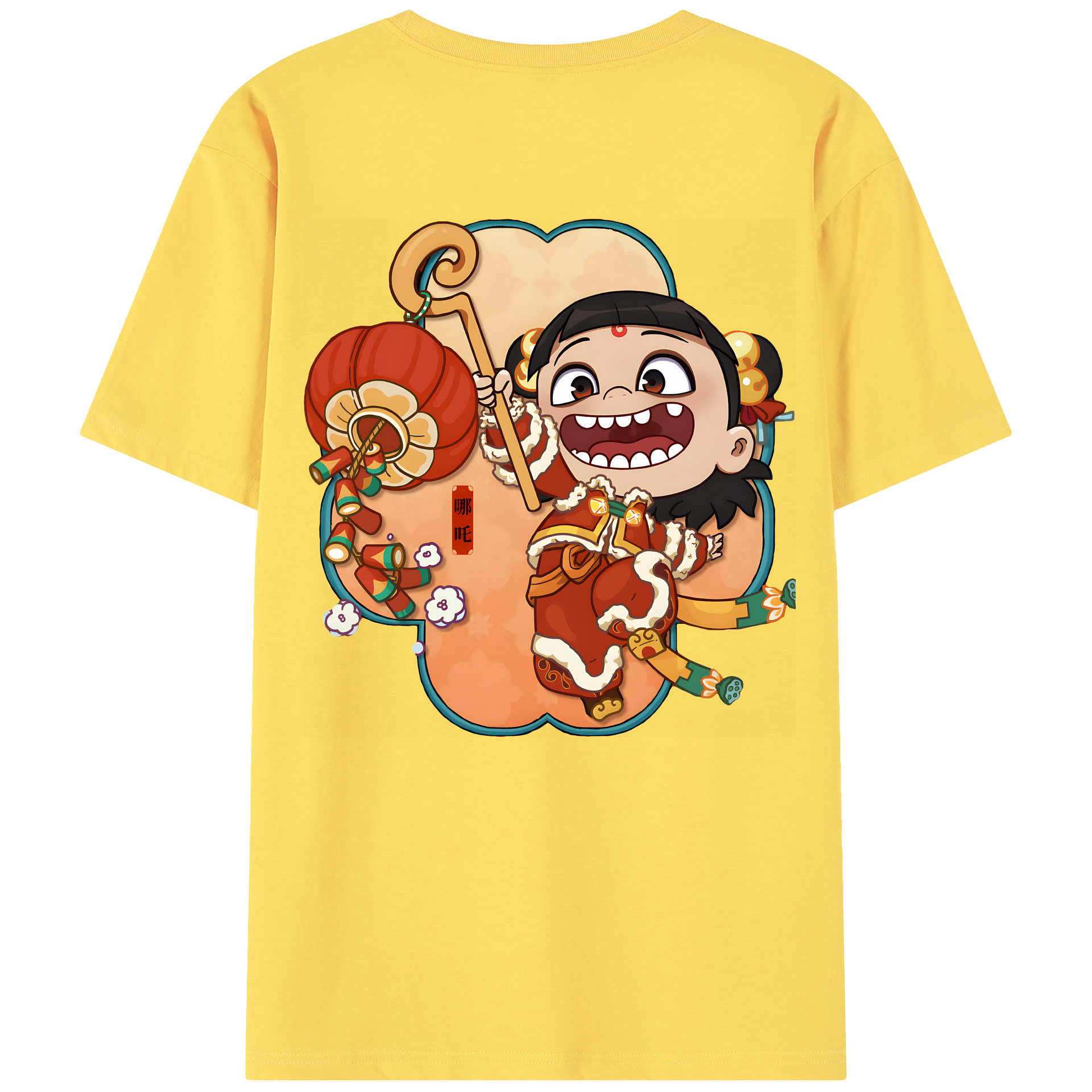 （画像用） Ne Zha 2 ナタ 魔童の大暴れ 綿100％半袖Tシャツ（背面プリント）