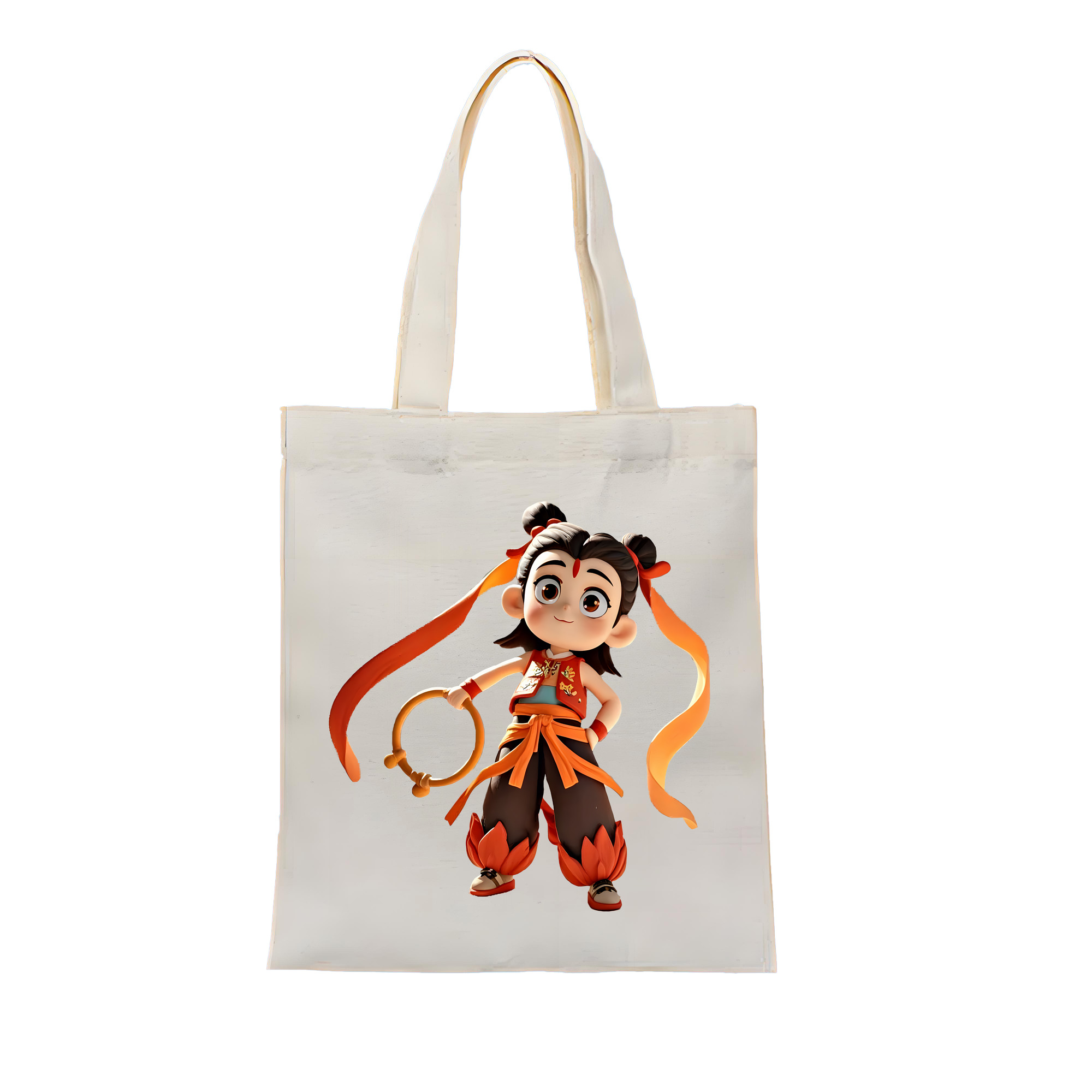 （画像用） Ne Zha 2 ナタ 魔童の大暴れ 縦型キャンバス生地手提げバッグ　トートバッグ