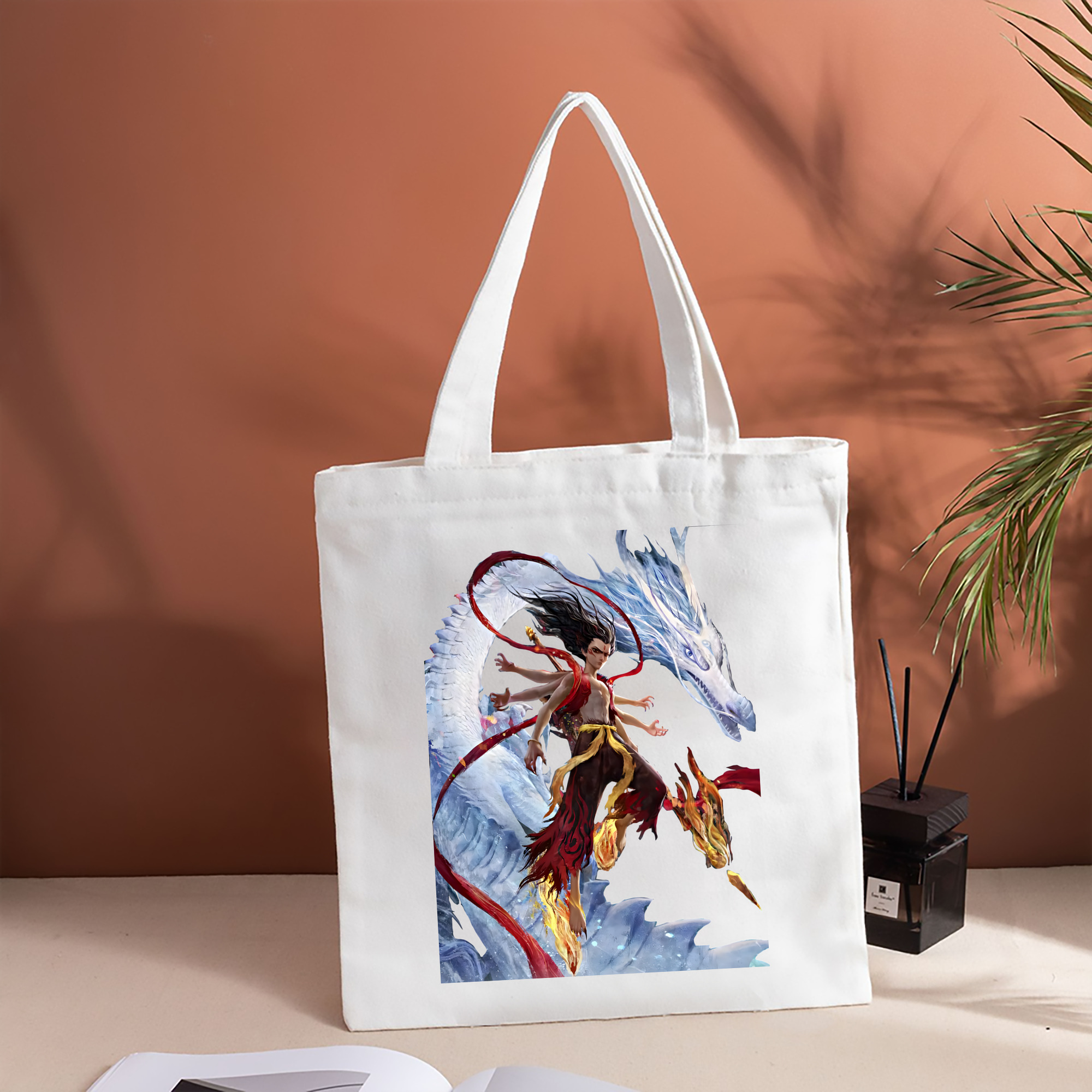 Ne Zha 2 ナタ 魔童の大暴れ 縦型キャンバス生地手提げバッグ　トートバッグ