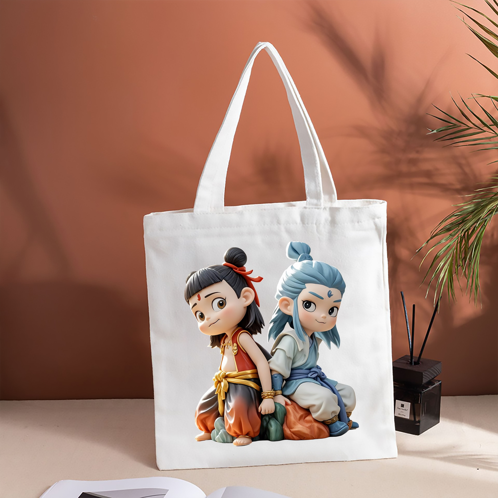 Ne Zha 2 ナタ 魔童の大暴れ 縦型キャンバス生地手提げバッグ　トートバッグ