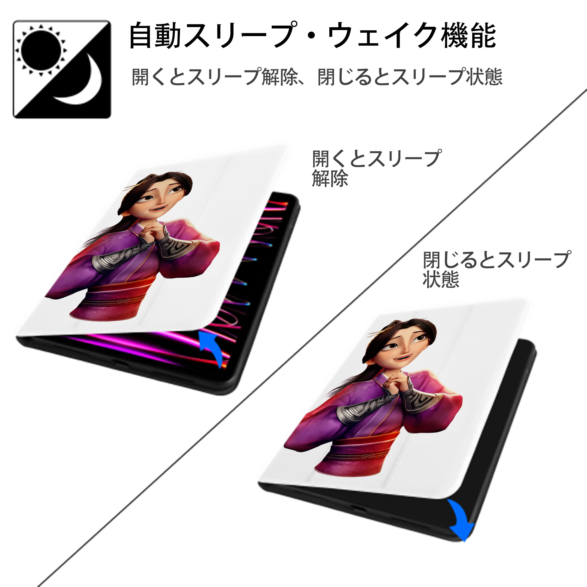 Ne Zha 2 ナタ 魔童の大暴れ IPad ケース ペン収納付き 三つ折りスタンド PUレザー×シリコン 対応機種9.5/10.5/10.9インチ