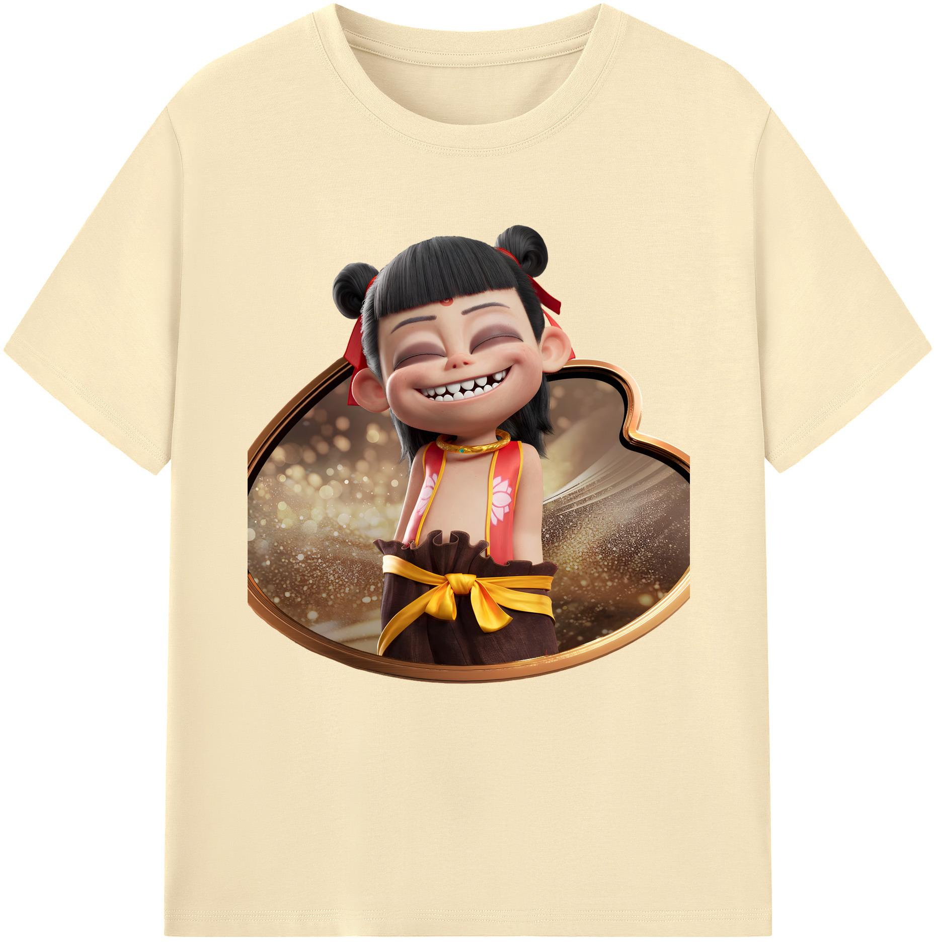 （画像用） Ne Zha 2 ナタ 魔童の大暴れ 綿100％半袖Tシャツ（フロントプリント）