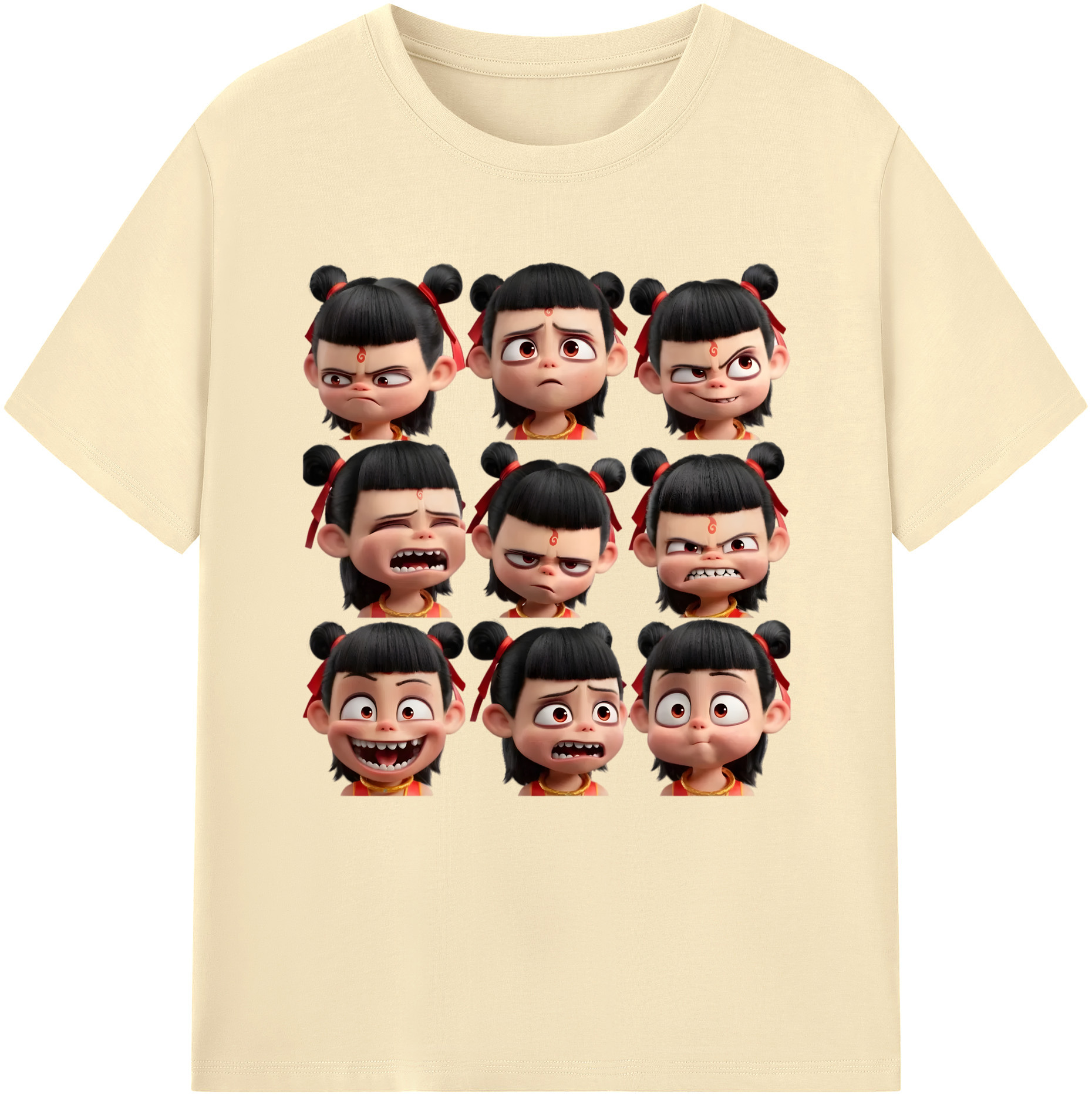 （画像用） Ne Zha 2 ナタ 魔童の大暴れ 綿100％半袖Tシャツ（フロントプリント）