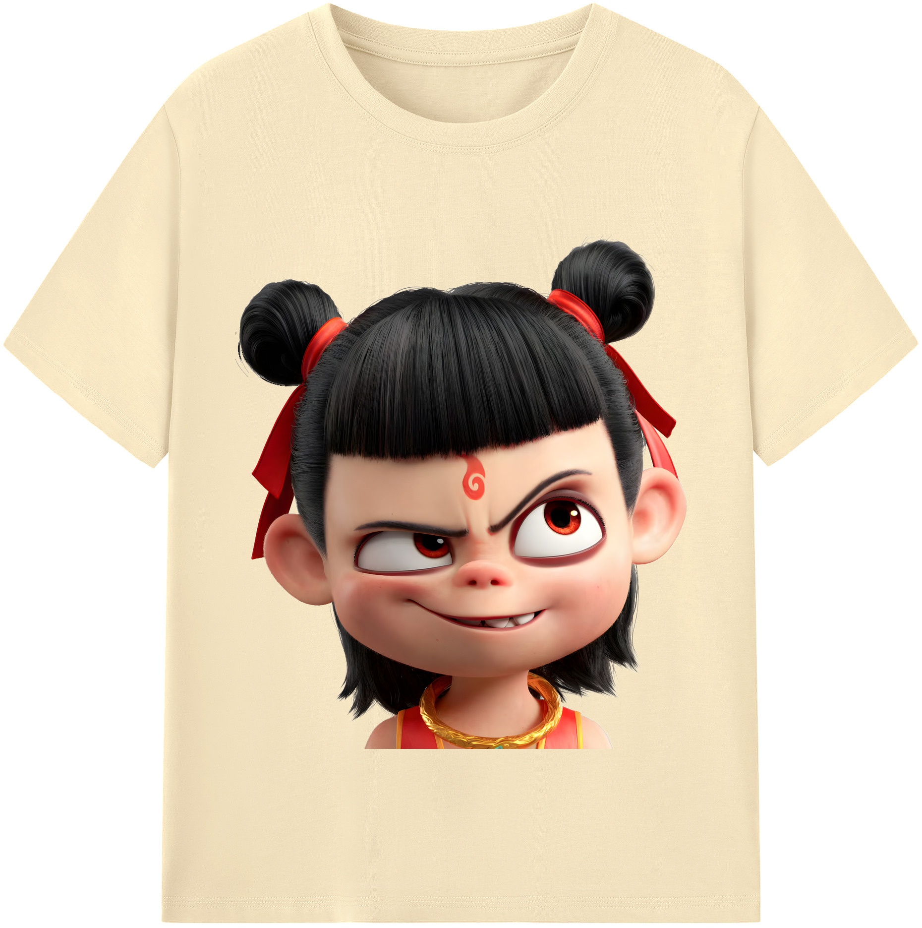 （画像用） Ne Zha 2 ナタ 魔童の大暴れ 綿100％半袖Tシャツ（フロントプリント）