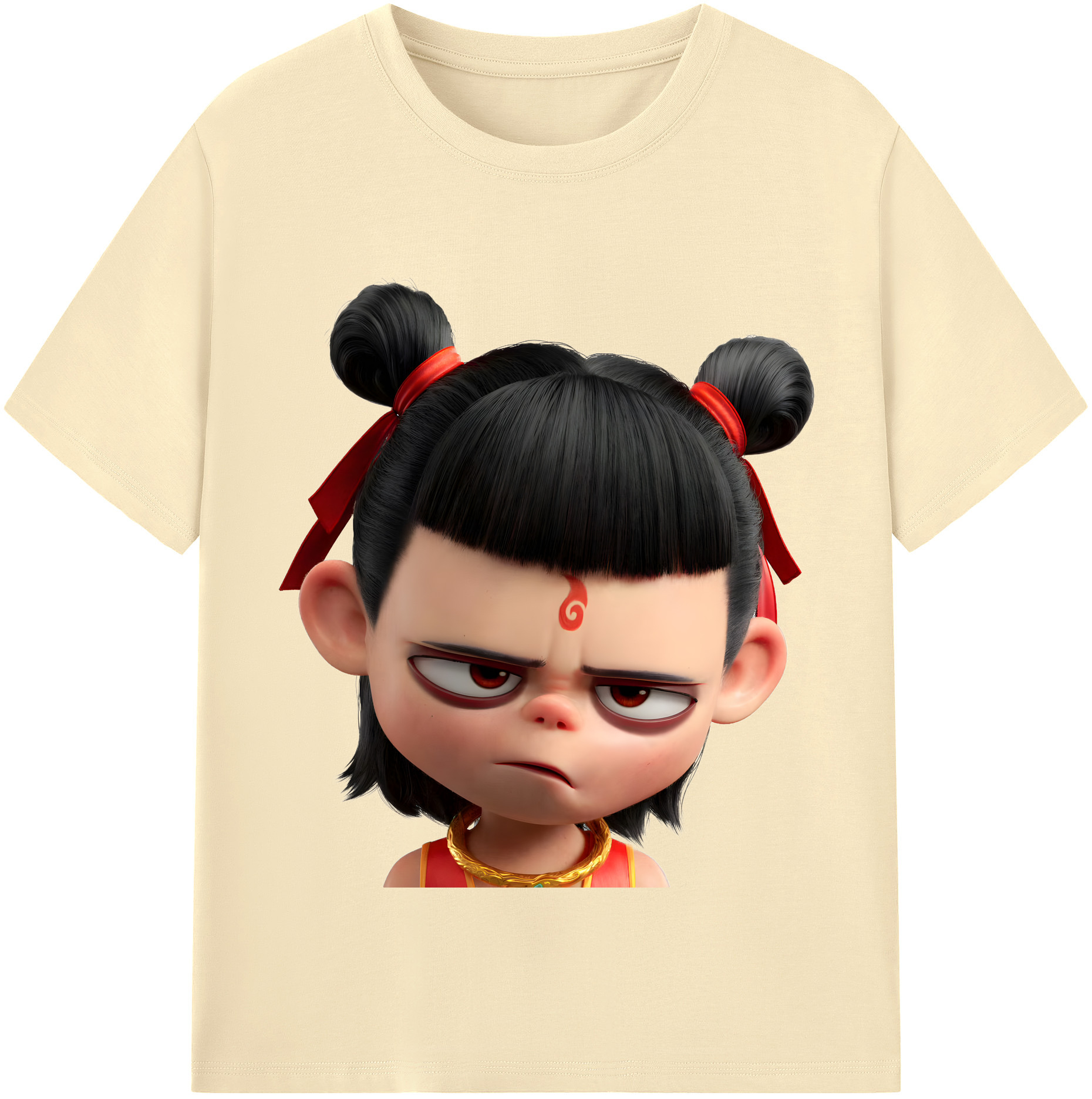（画像用） Ne Zha 2 ナタ 魔童の大暴れ 綿100％半袖Tシャツ（フロントプリント）