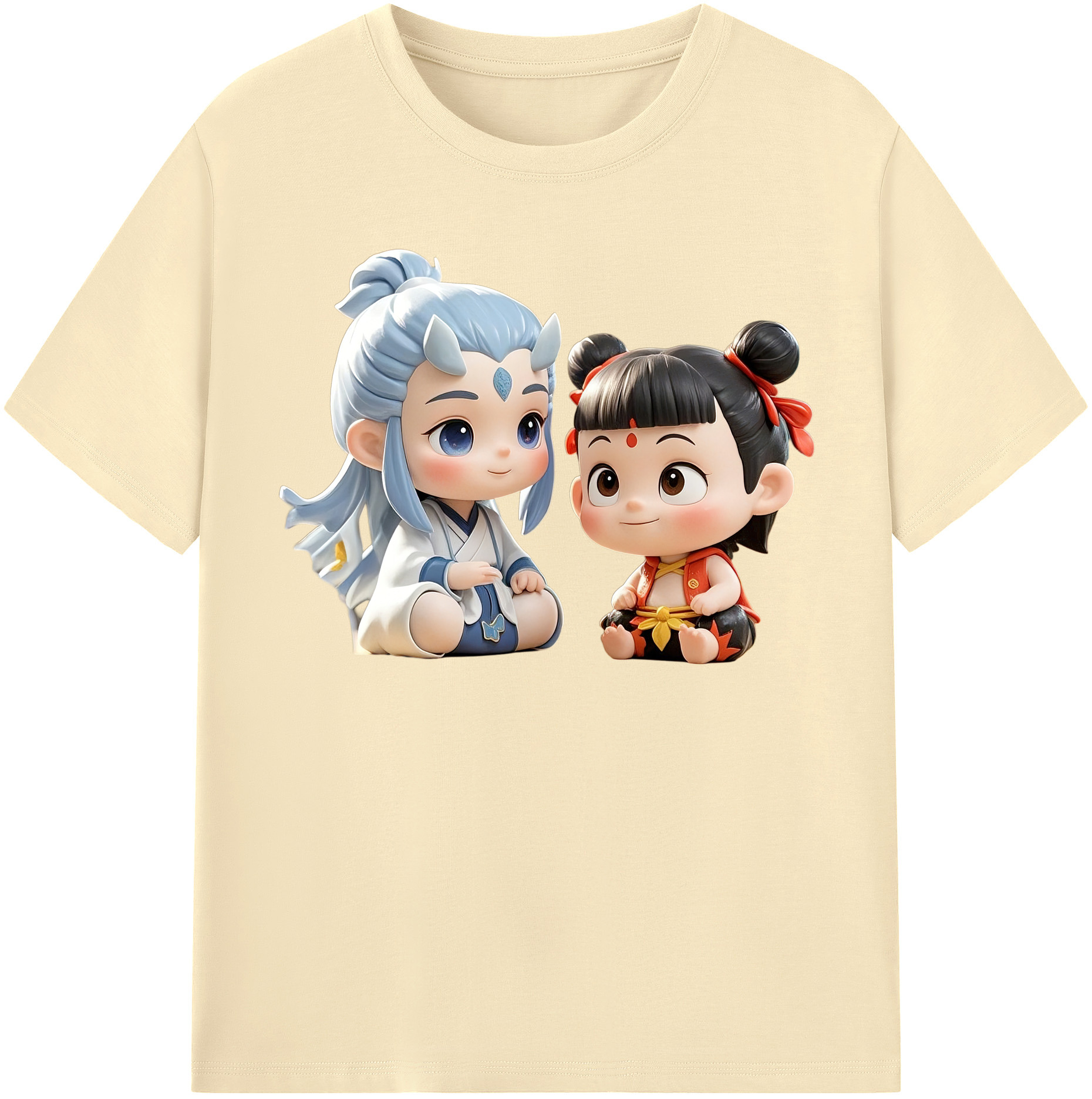 （画像用） Ne Zha 2 ナタ 魔童の大暴れ 綿100％半袖Tシャツ（フロントプリント）
