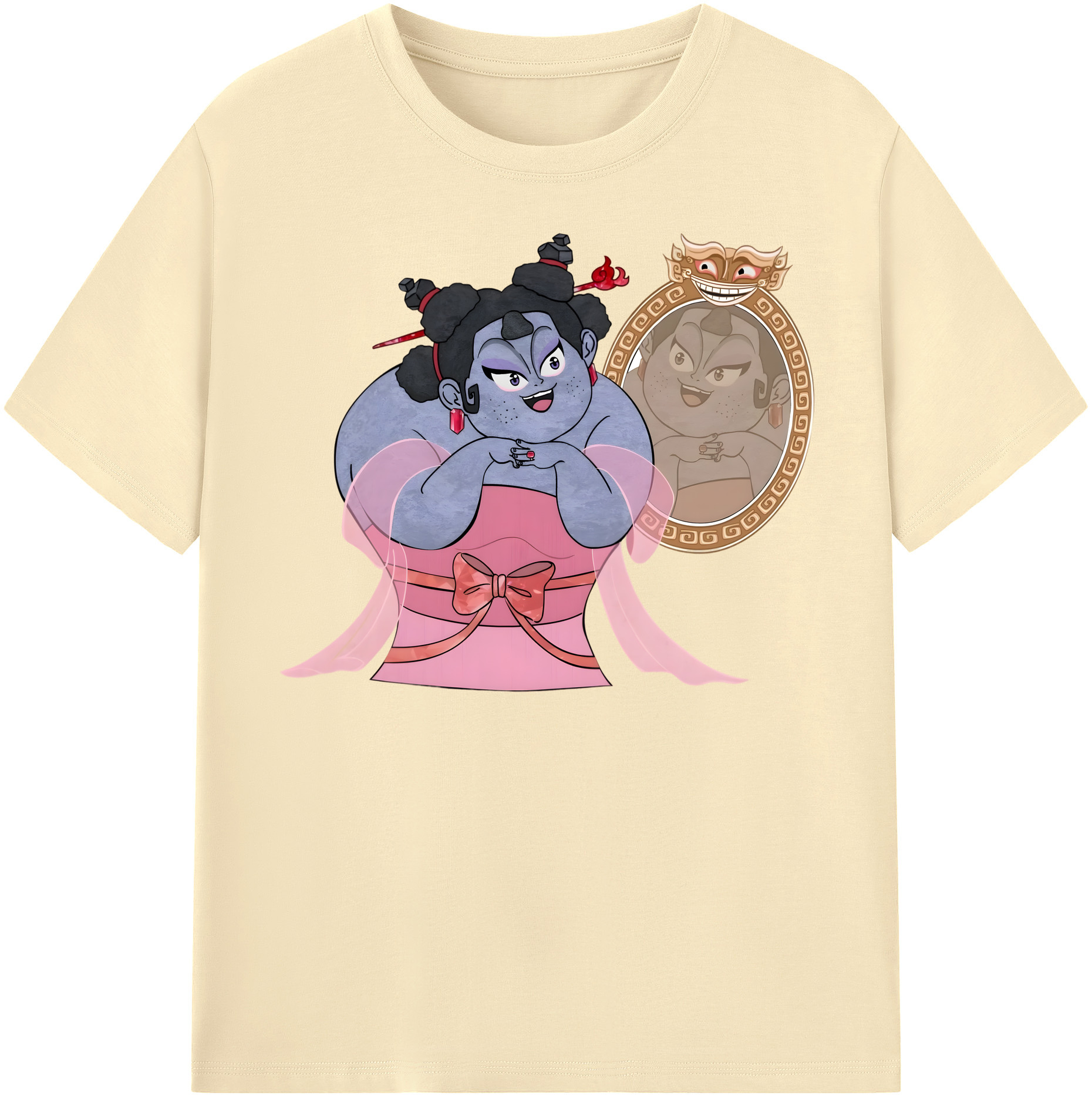 （画像用） Ne Zha 2 ナタ 魔童の大暴れ 綿100％半袖Tシャツ（フロントプリント）