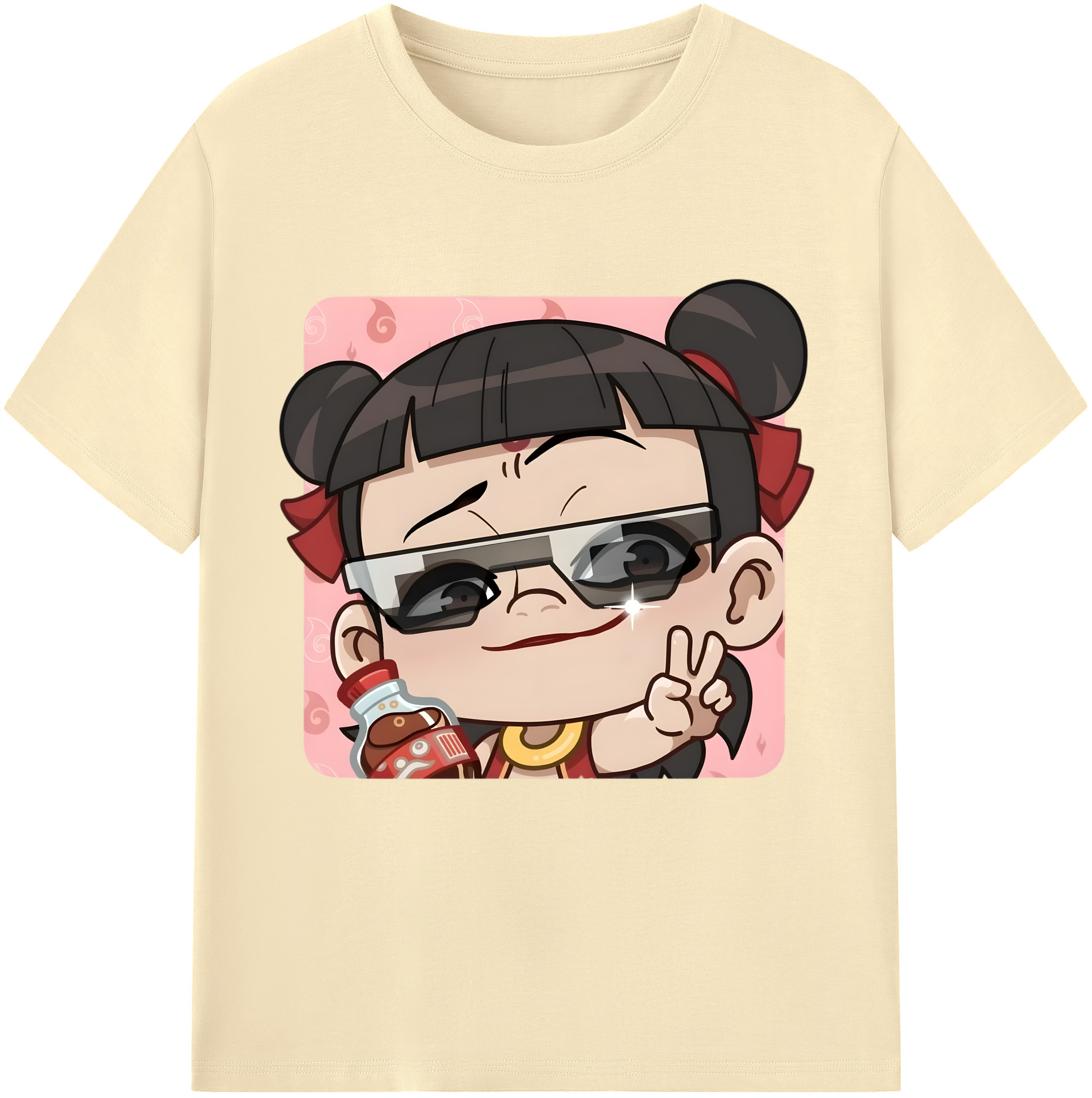 （画像用） Ne Zha 2 ナタ 魔童の大暴れ 綿100％半袖Tシャツ（フロントプリント）