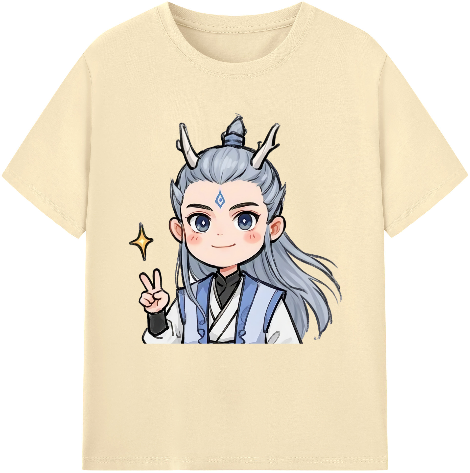 （画像用） Ne Zha 2 ナタ 魔童の大暴れ 綿100％半袖Tシャツ（フロントプリント）