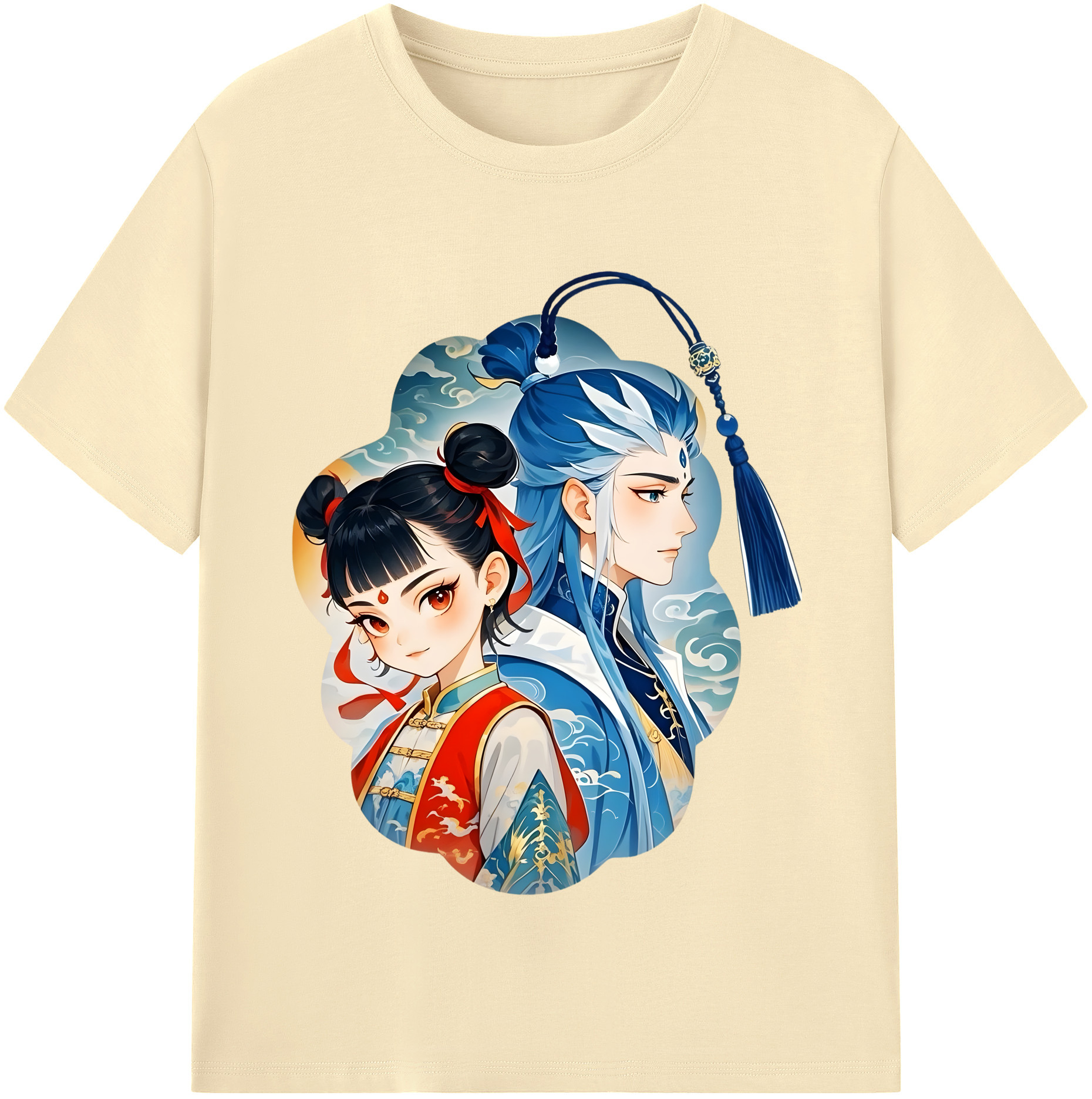 （画像用） Ne Zha 2 ナタ 魔童の大暴れ 綿100％半袖Tシャツ（フロントプリント）