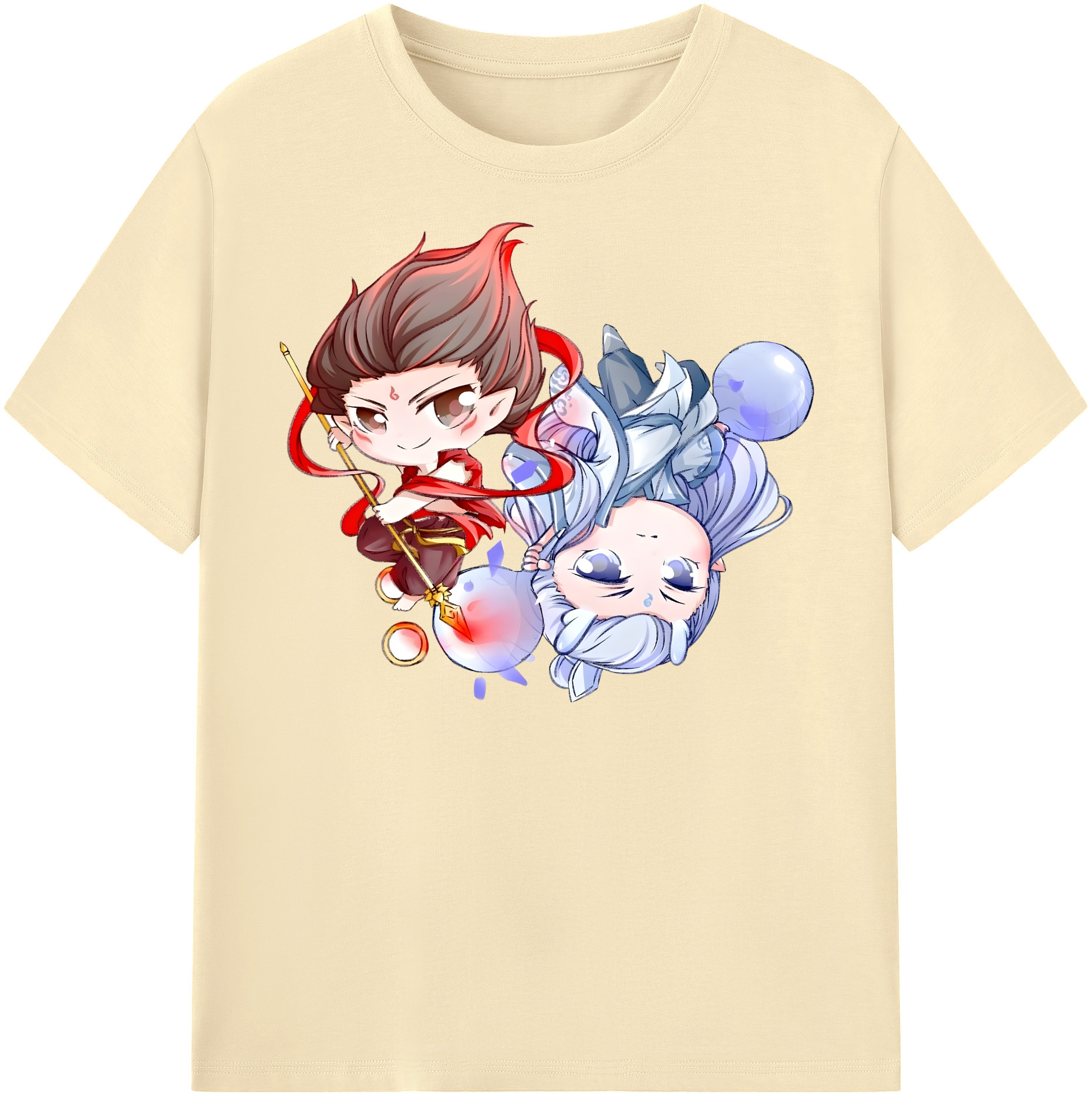 （画像用） Ne Zha 2 ナタ 魔童の大暴れ 綿100％半袖Tシャツ（フロントプリント）