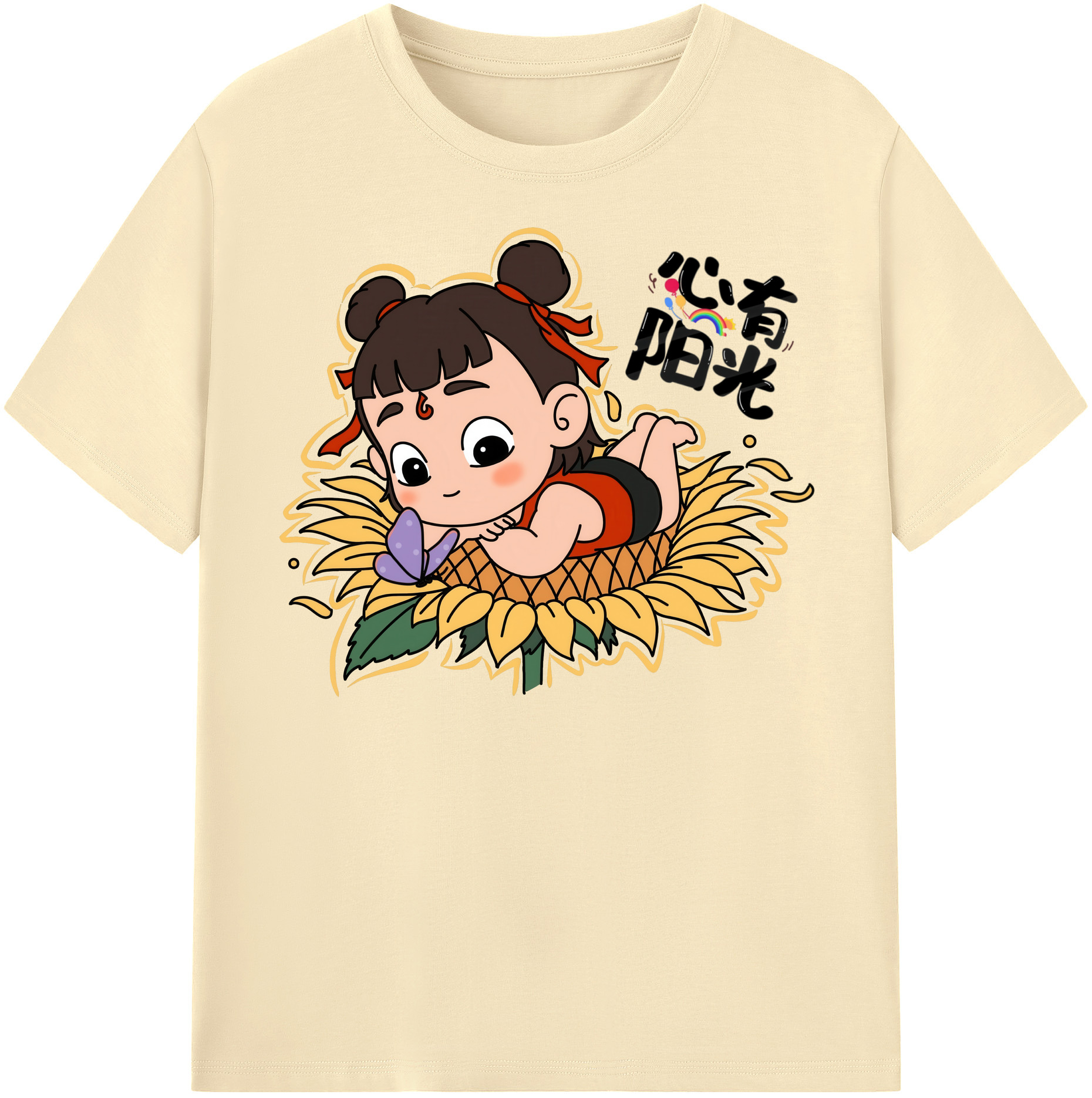 （画像用） Ne Zha 2 ナタ 魔童の大暴れ 綿100％半袖Tシャツ（フロントプリント）