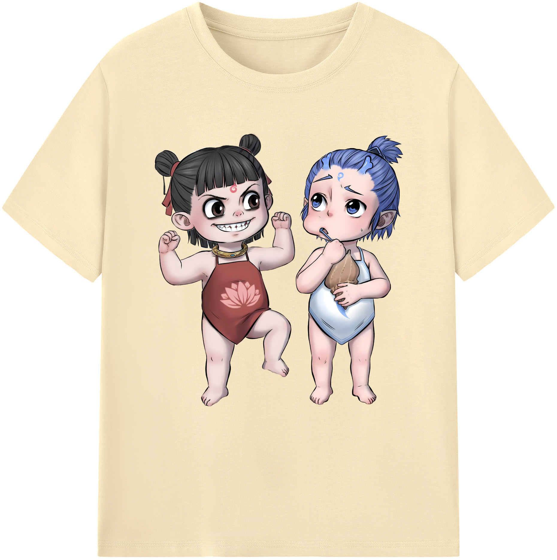 （画像用） Ne Zha 2 ナタ 魔童の大暴れ 綿100％半袖Tシャツ（フロントプリント）