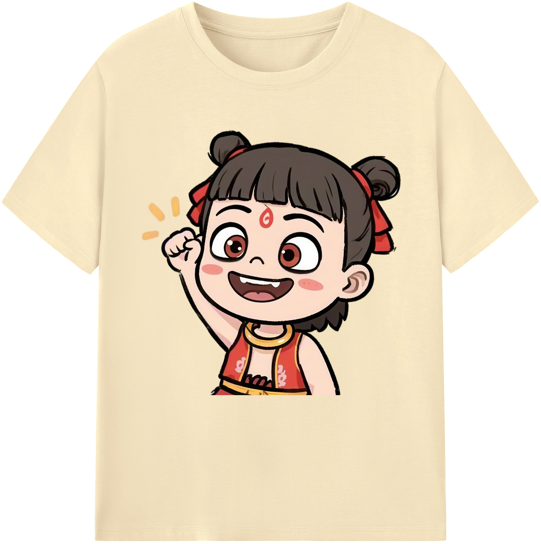 （画像用） Ne Zha 2 ナタ 魔童の大暴れ 綿100％半袖Tシャツ（フロントプリント）
