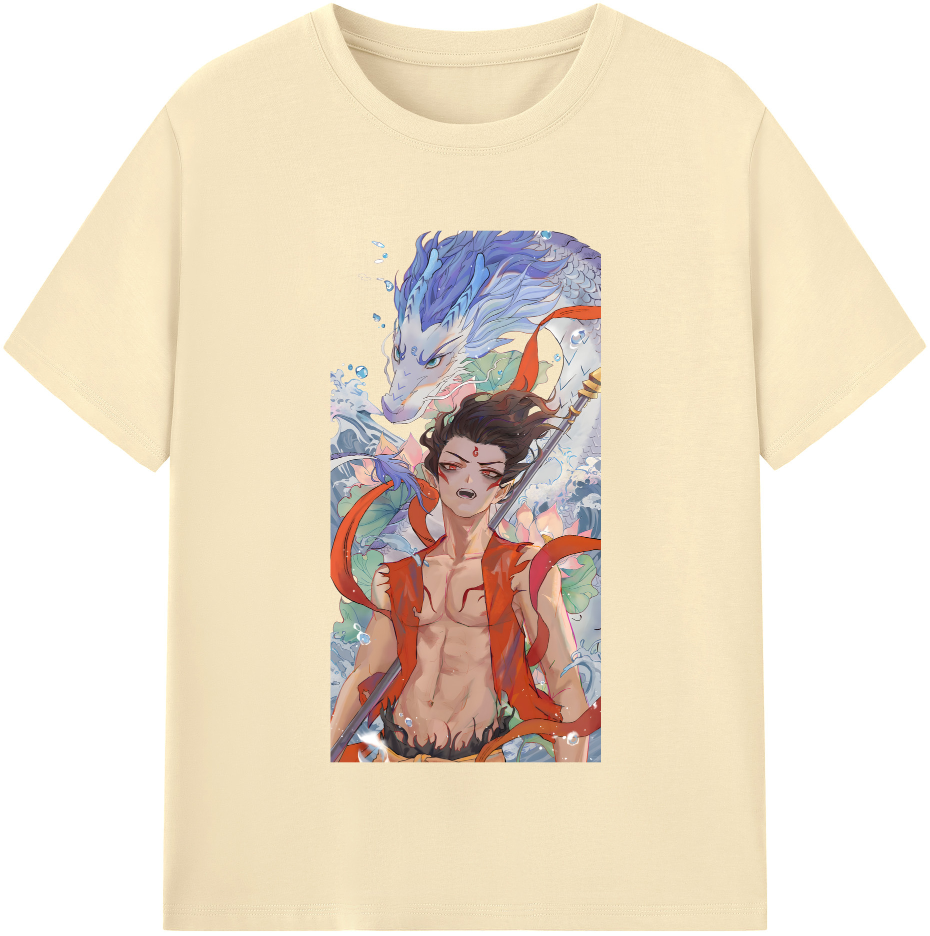 （画像用） Ne Zha 2 ナタ 魔童の大暴れ 綿100％半袖Tシャツ（フロントプリント）