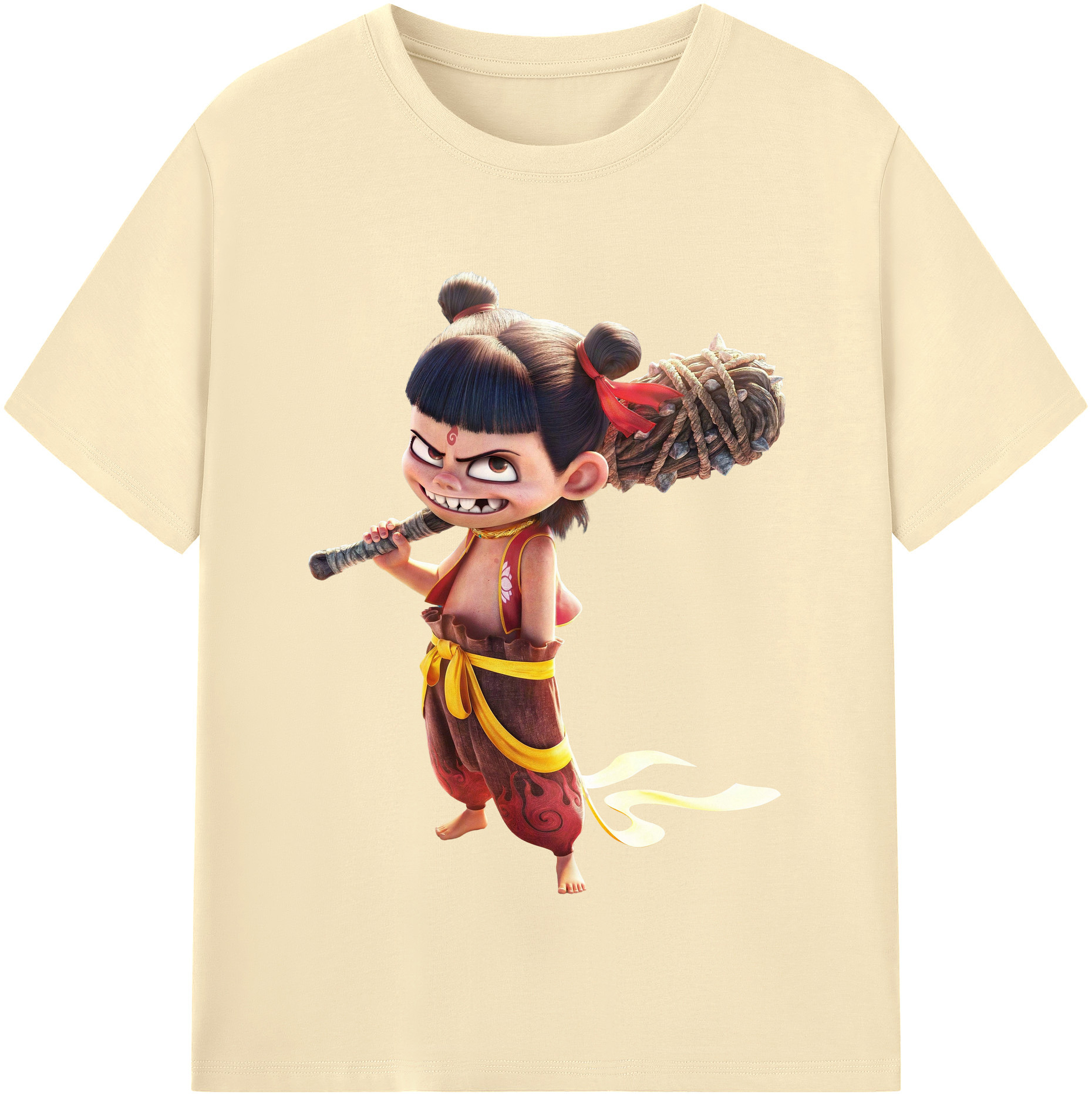 （画像用） Ne Zha 2 ナタ 魔童の大暴れ 綿100％半袖Tシャツ（フロントプリント）