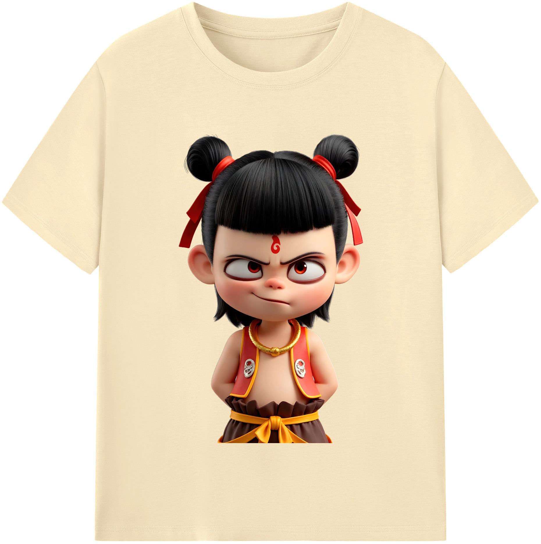 （画像用） Ne Zha 2 ナタ 魔童の大暴れ 綿100％半袖Tシャツ（フロントプリント）