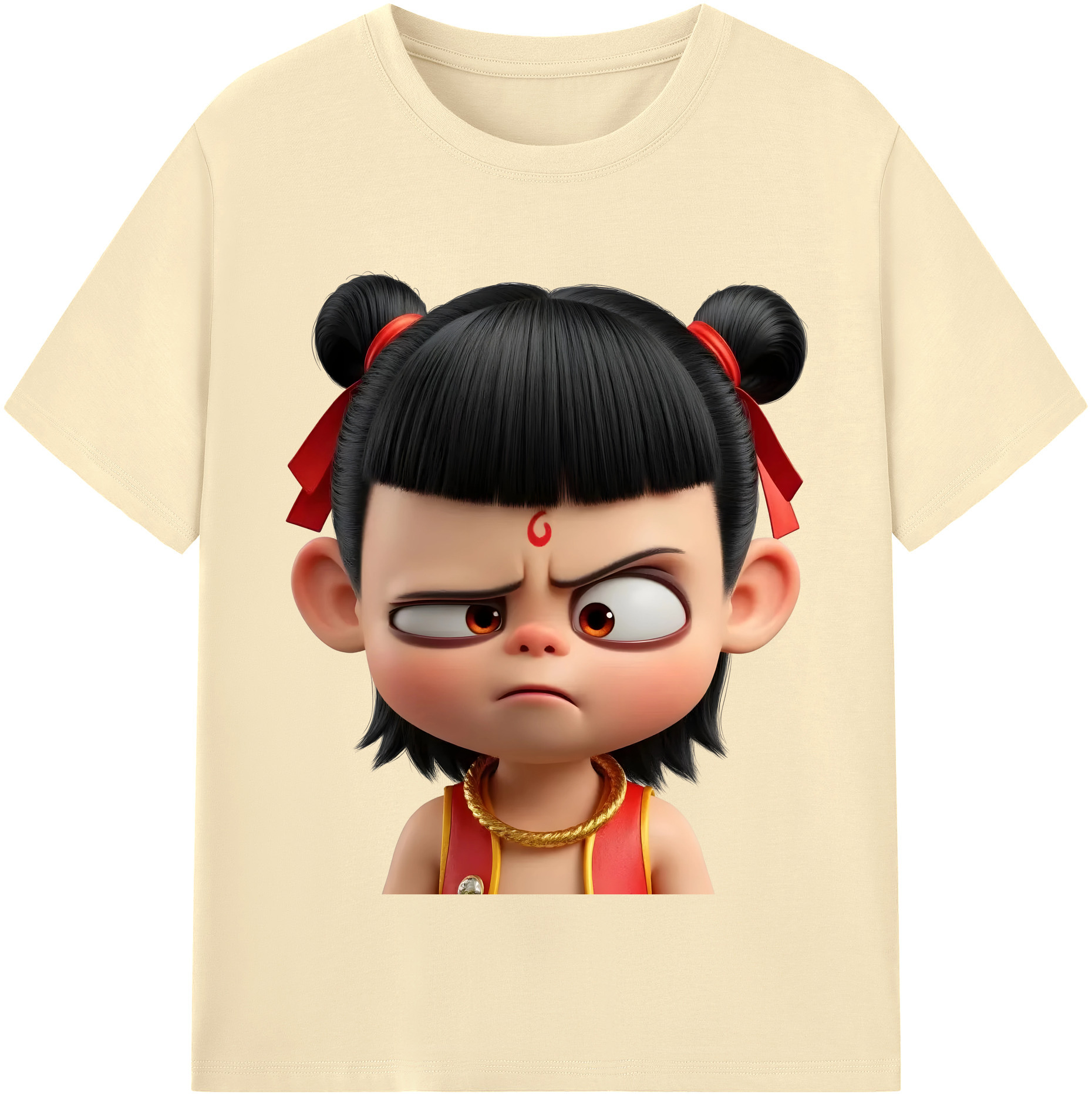 （画像用） Ne Zha 2 ナタ 魔童の大暴れ 綿100％半袖Tシャツ（フロントプリント）
