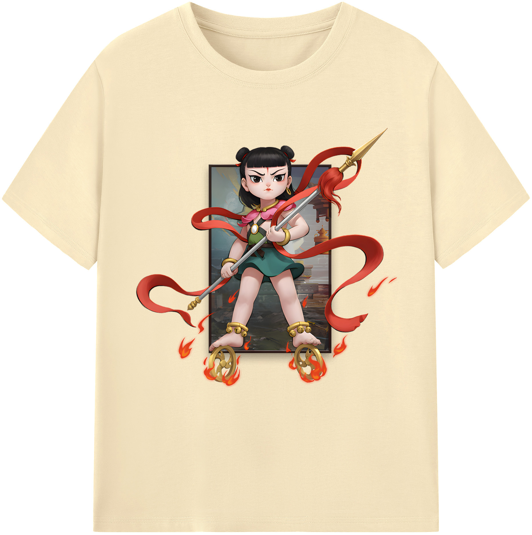 （画像用） Ne Zha 2 ナタ 魔童の大暴れ 綿100％半袖Tシャツ（フロントプリント）