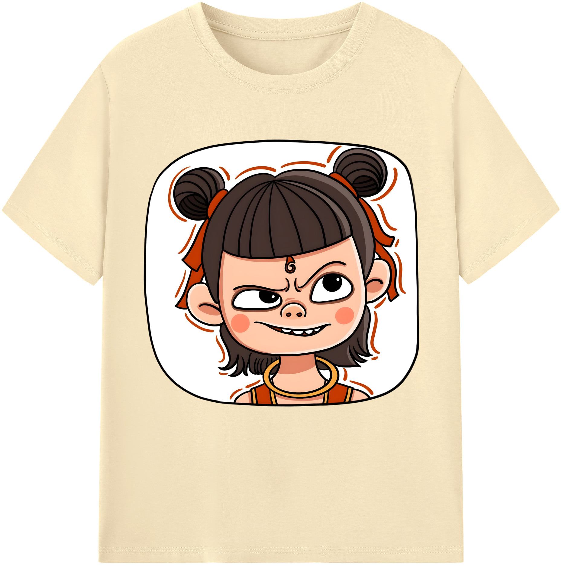 （画像用） Ne Zha 2 ナタ 魔童の大暴れ 綿100％半袖Tシャツ（フロントプリント）