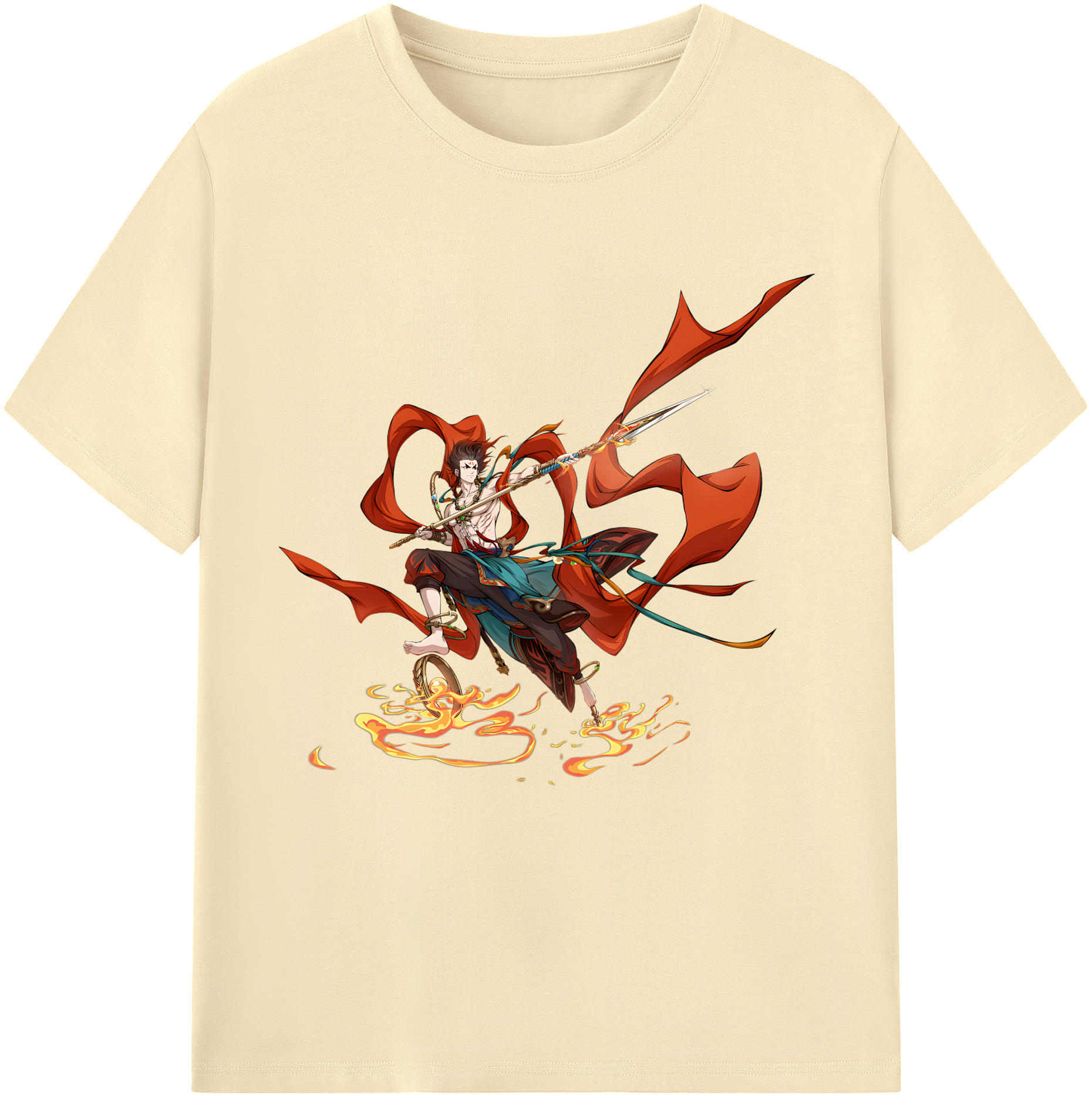 （画像用） Ne Zha 2 ナタ 魔童の大暴れ 綿100％半袖Tシャツ（フロントプリント）