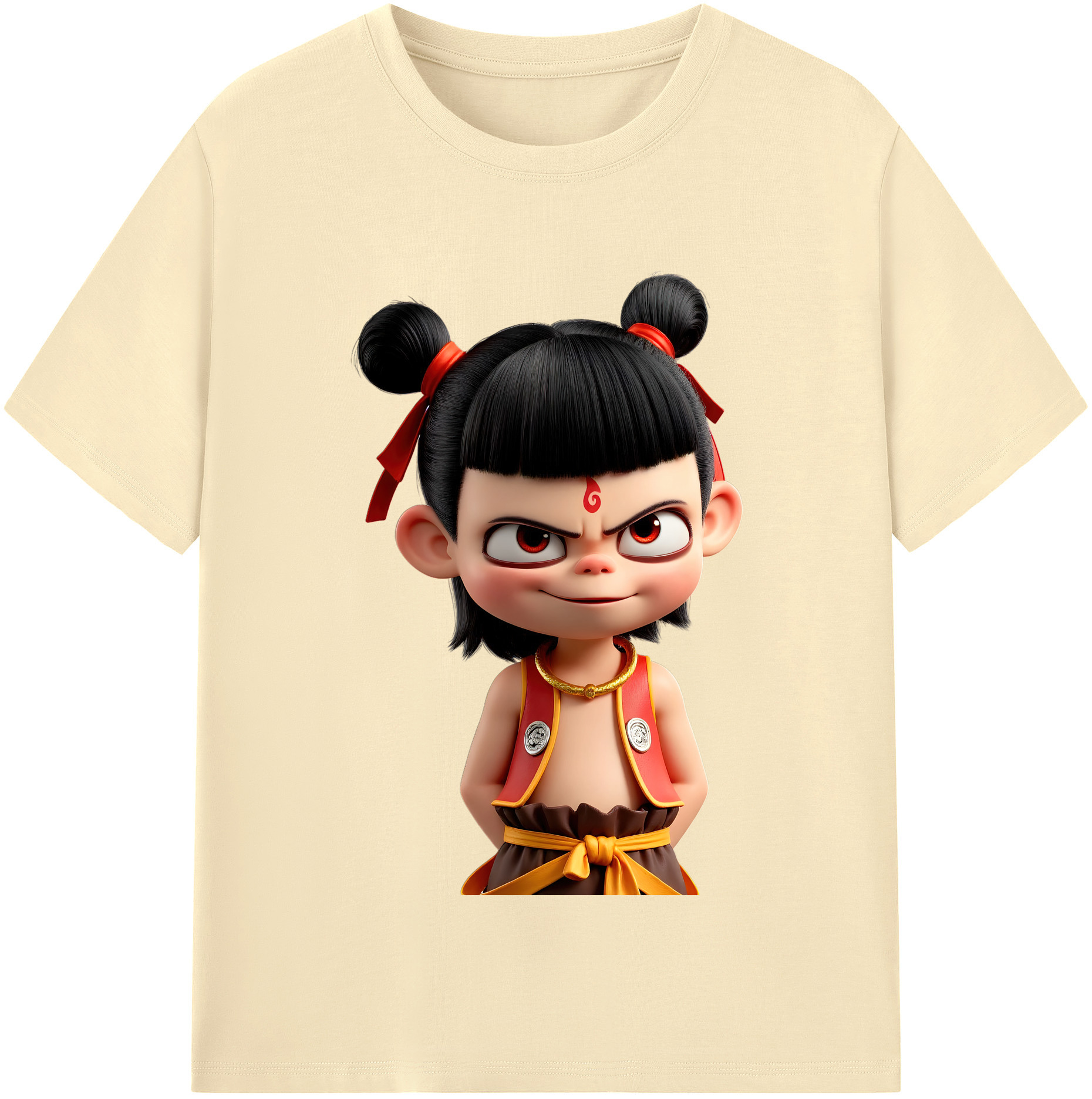 （画像用） Ne Zha 2 ナタ 魔童の大暴れ 綿100％半袖Tシャツ（フロントプリント）