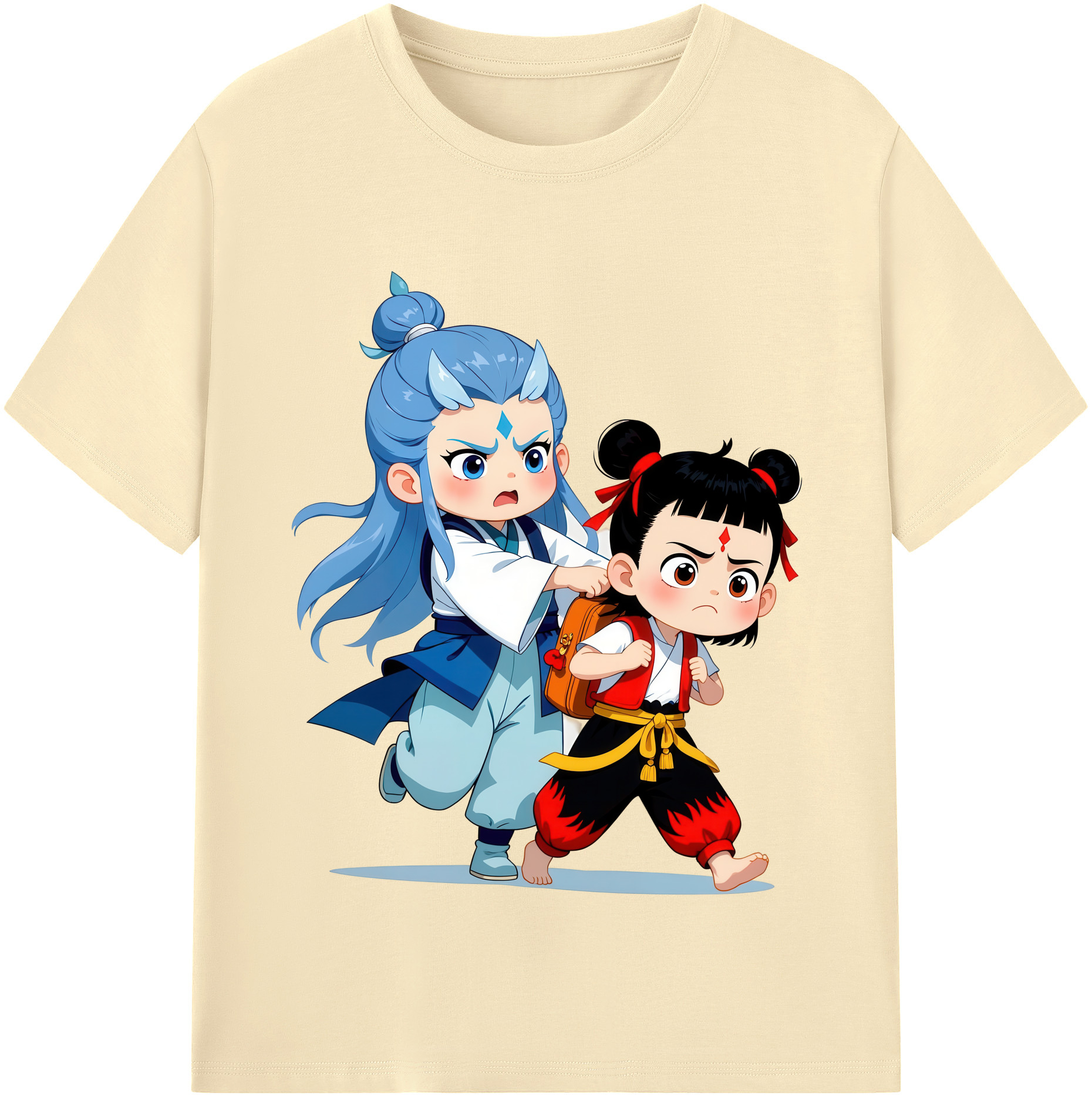（画像用） Ne Zha 2 ナタ 魔童の大暴れ 綿100％半袖Tシャツ（フロントプリント）