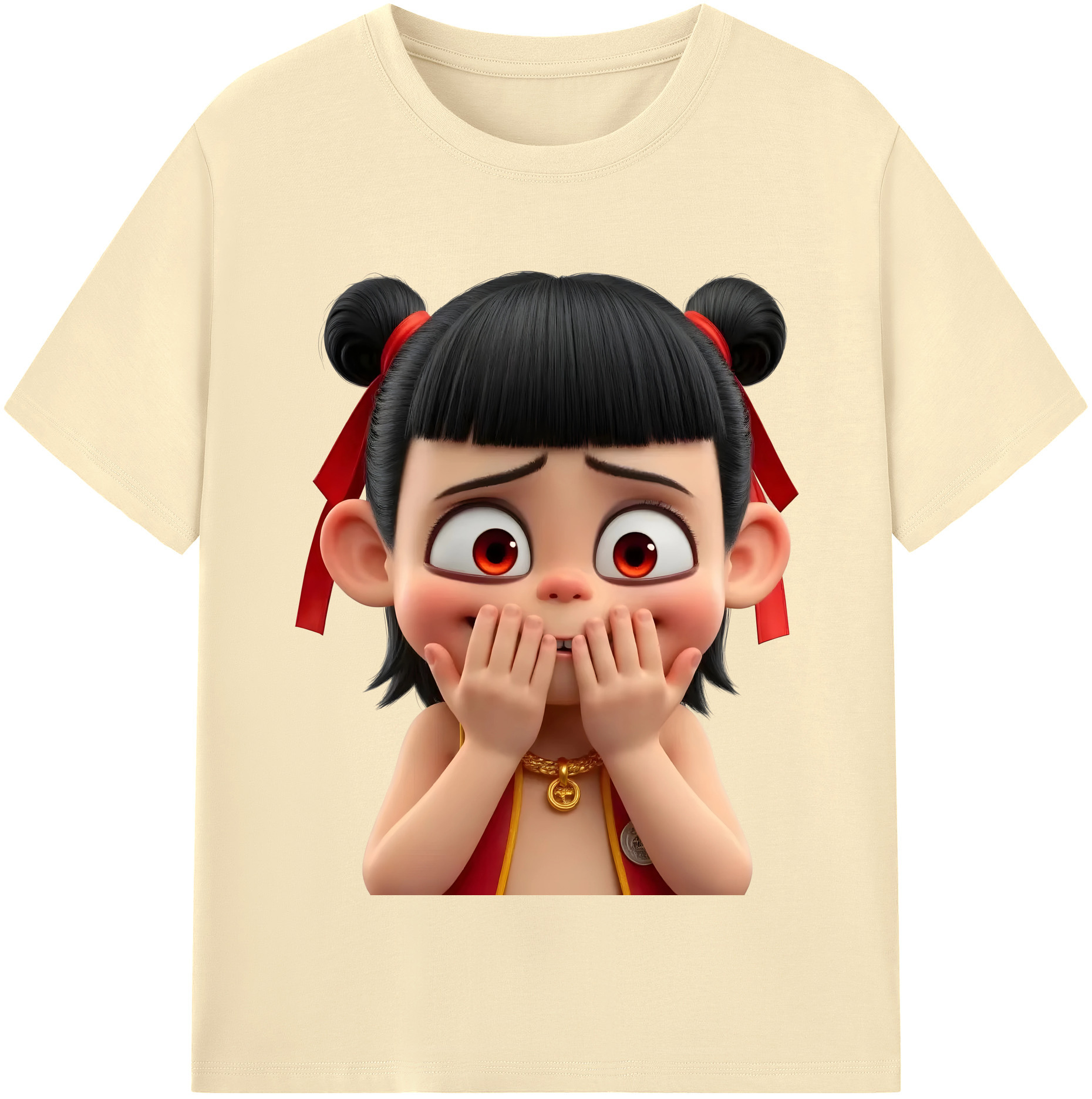 （画像用） Ne Zha 2 ナタ 魔童の大暴れ 綿100％半袖Tシャツ（フロントプリント）