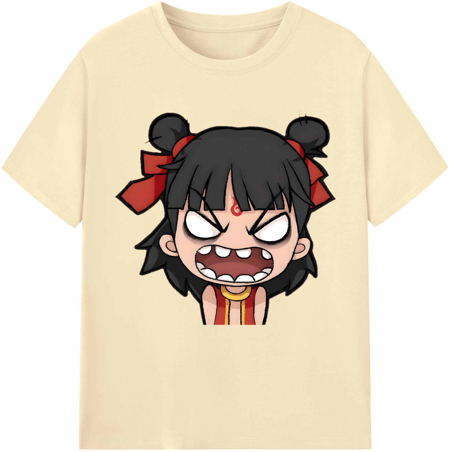 （画像用） Ne Zha 2 ナタ 魔童の大暴れ 綿100％半袖Tシャツ（フロントプリント）