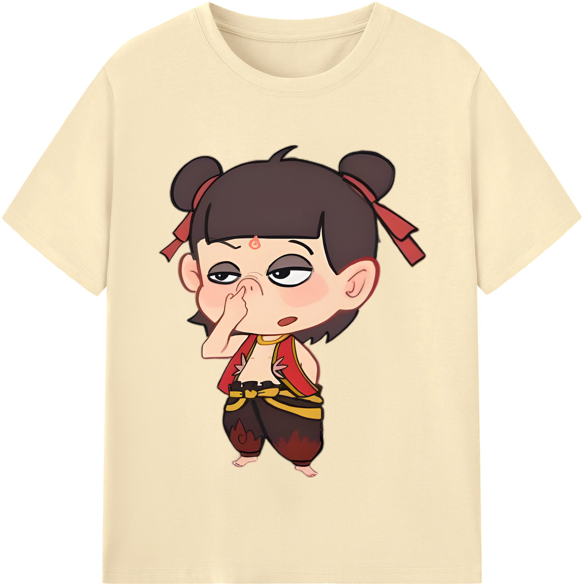 （画像用） Ne Zha 2 ナタ 魔童の大暴れ 綿100％半袖Tシャツ（フロントプリント）