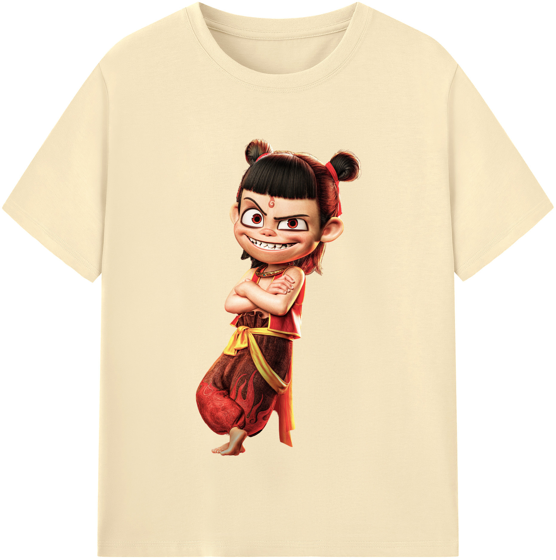 （画像用） Ne Zha 2 ナタ 魔童の大暴れ 綿100％半袖Tシャツ（フロントプリント）