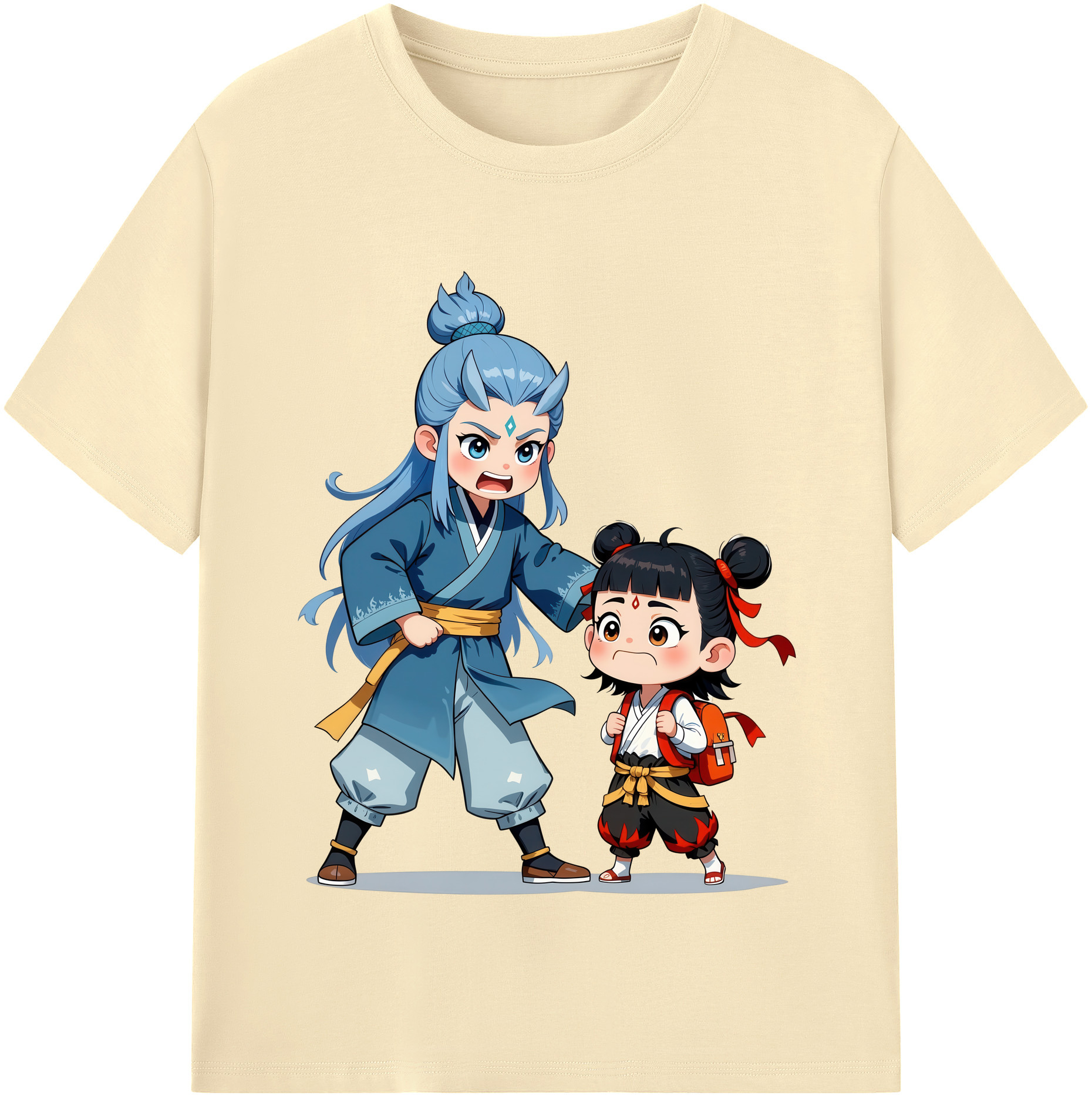 （画像用） Ne Zha 2 ナタ 魔童の大暴れ 綿100％半袖Tシャツ（フロントプリント）