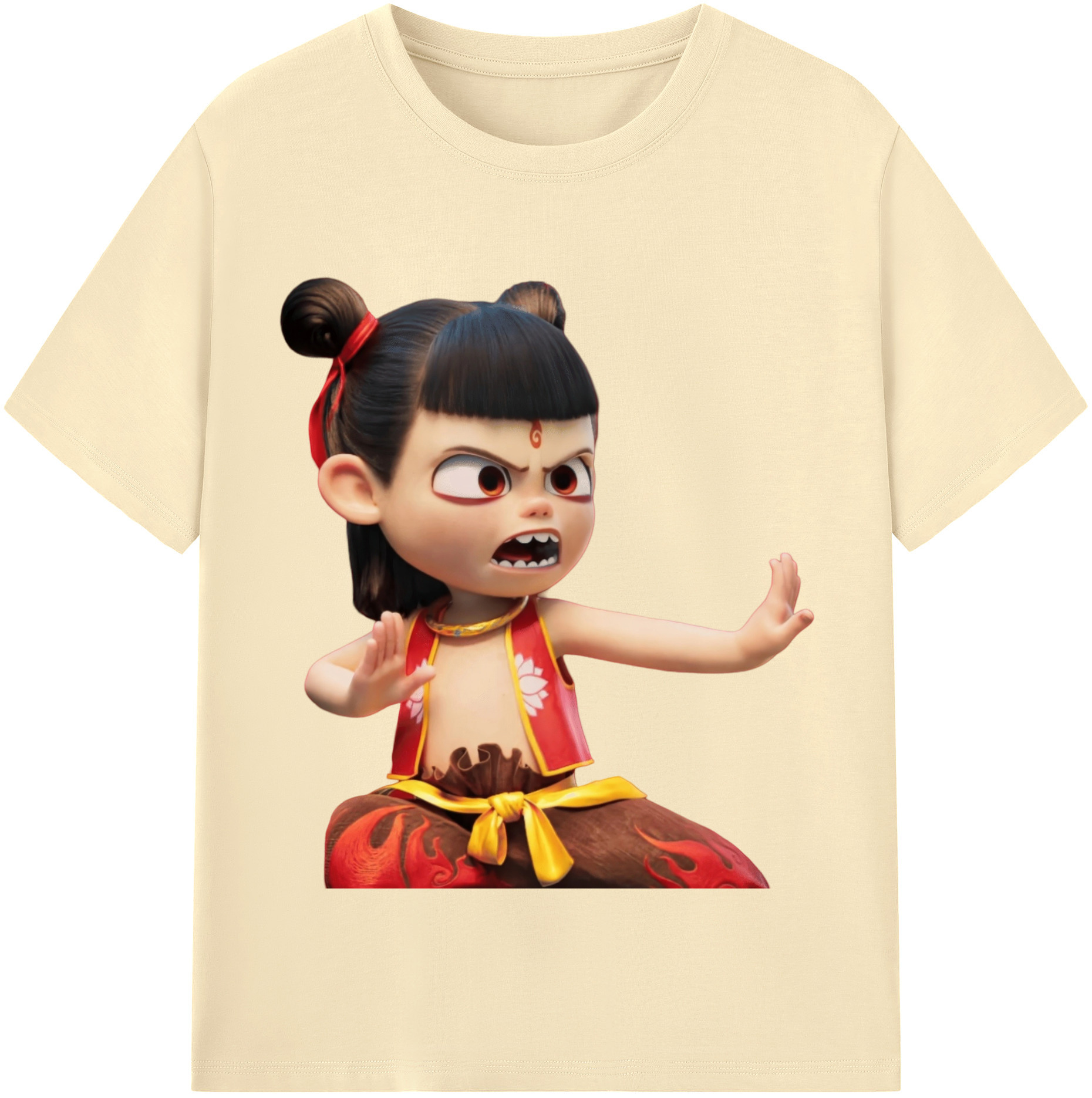 （画像用） Ne Zha 2 ナタ 魔童の大暴れ 綿100％半袖Tシャツ（フロントプリント）