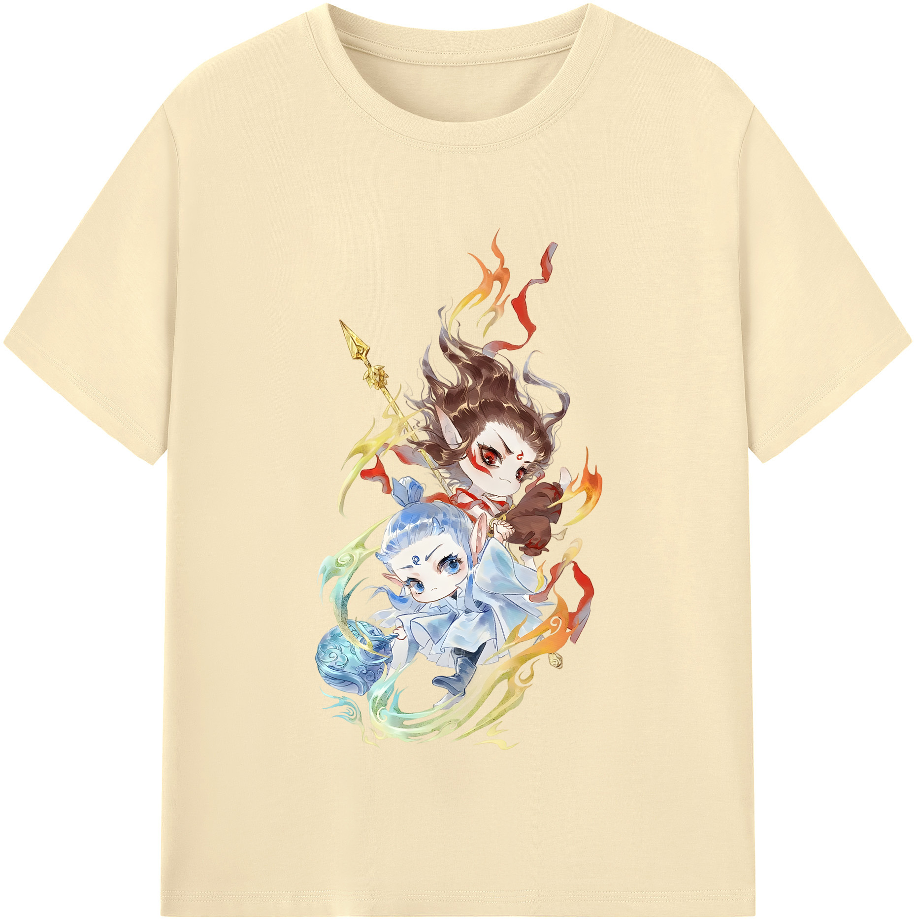 （画像用） Ne Zha 2 ナタ 魔童の大暴れ 綿100％半袖Tシャツ（フロントプリント）
