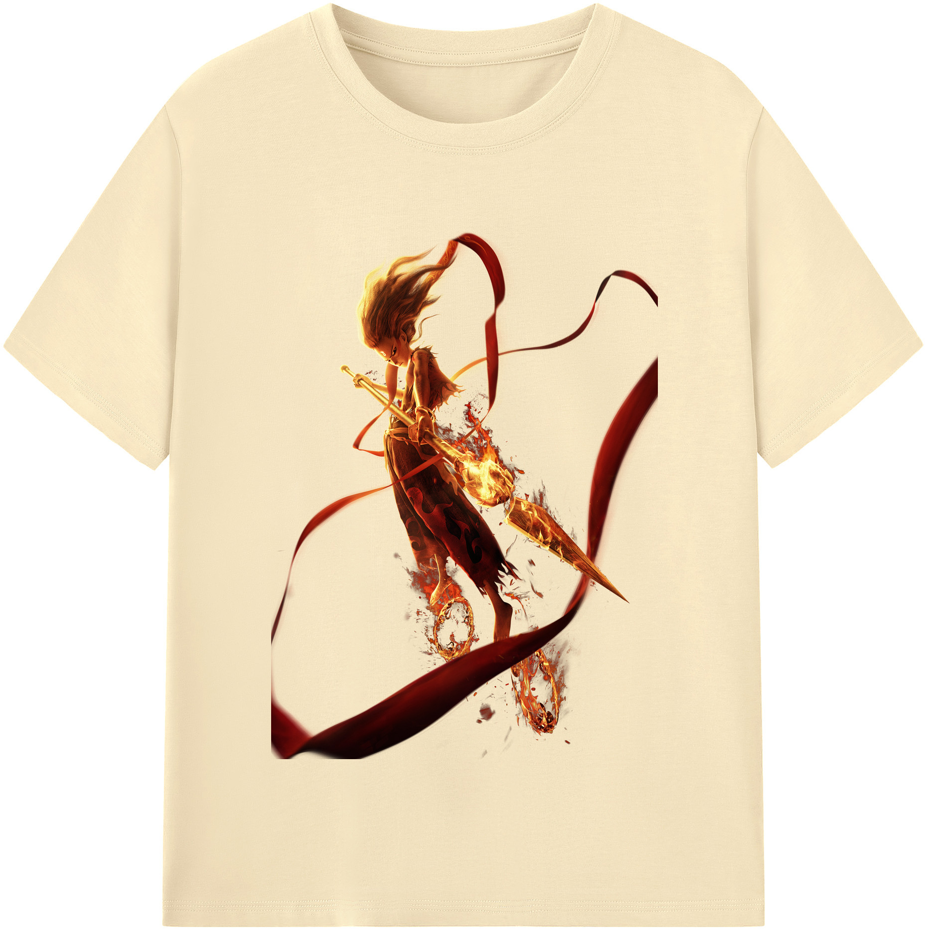 （画像用） Ne Zha 2 ナタ 魔童の大暴れ 綿100％半袖Tシャツ（フロントプリント）