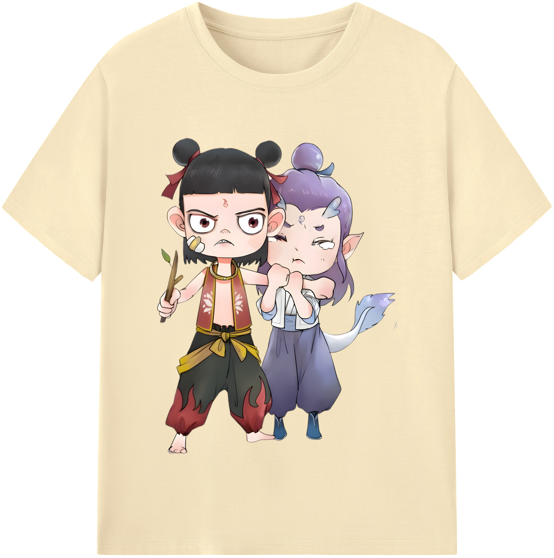 （画像用） Ne Zha 2 ナタ 魔童の大暴れ 綿100％半袖Tシャツ（フロントプリント）
