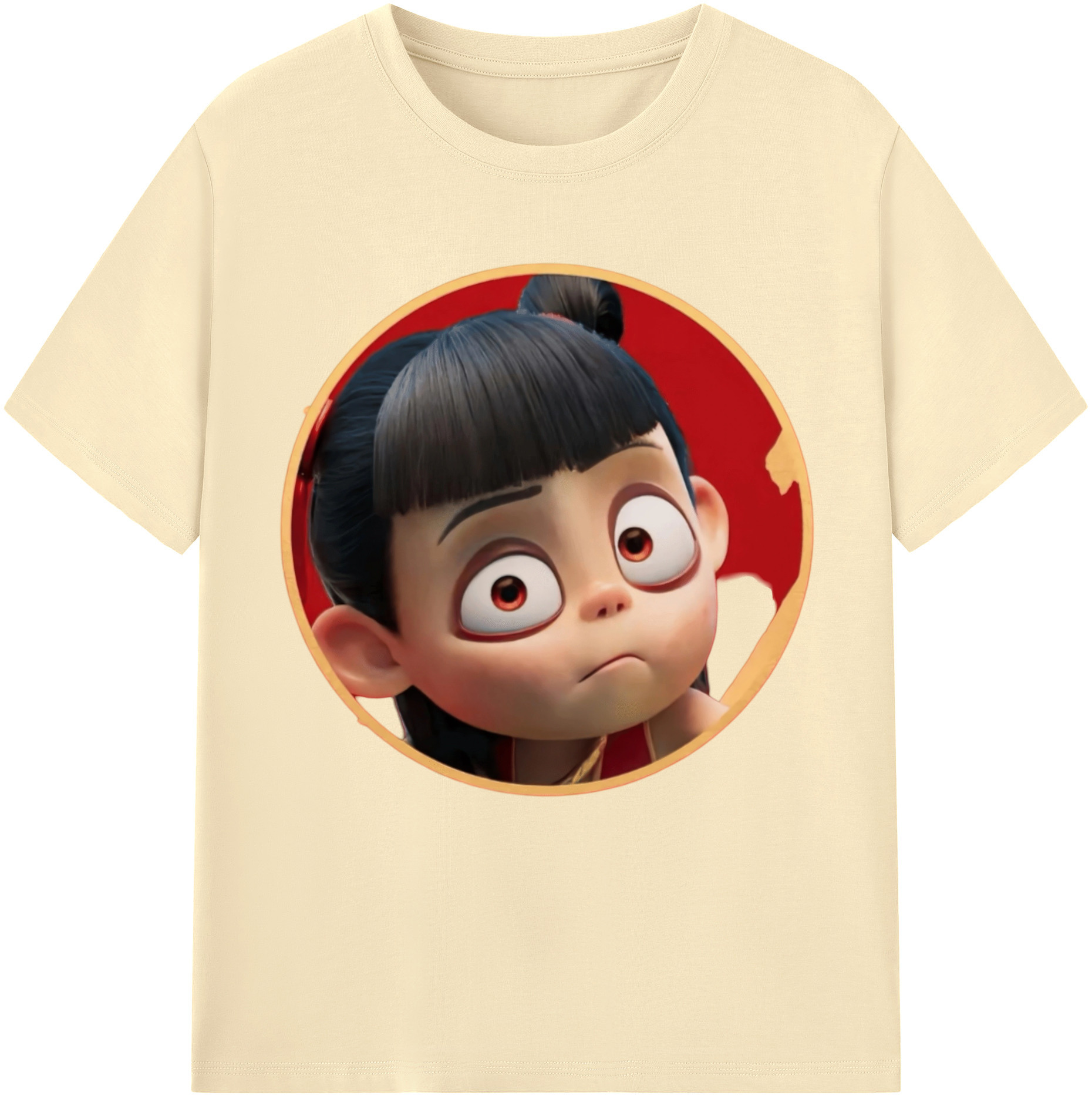（画像用） Ne Zha 2 ナタ 魔童の大暴れ 綿100％半袖Tシャツ（フロントプリント）